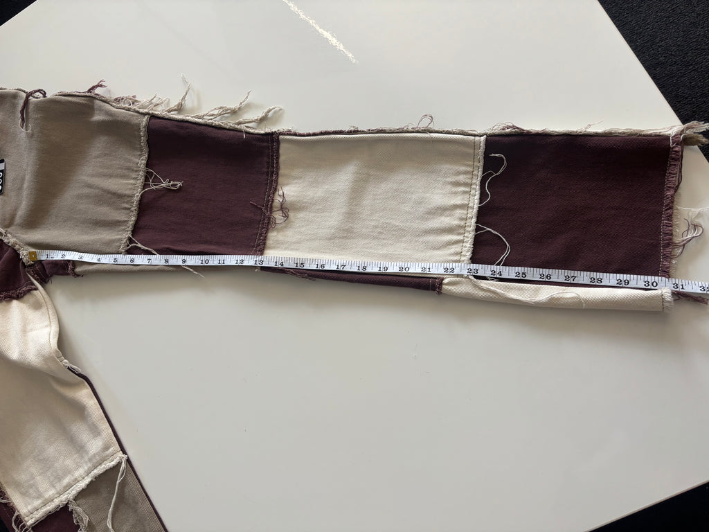 Jaded London Brown Patchwork Denim Jeans - BNWT - W24 Boyfriend Fit - JWL1293