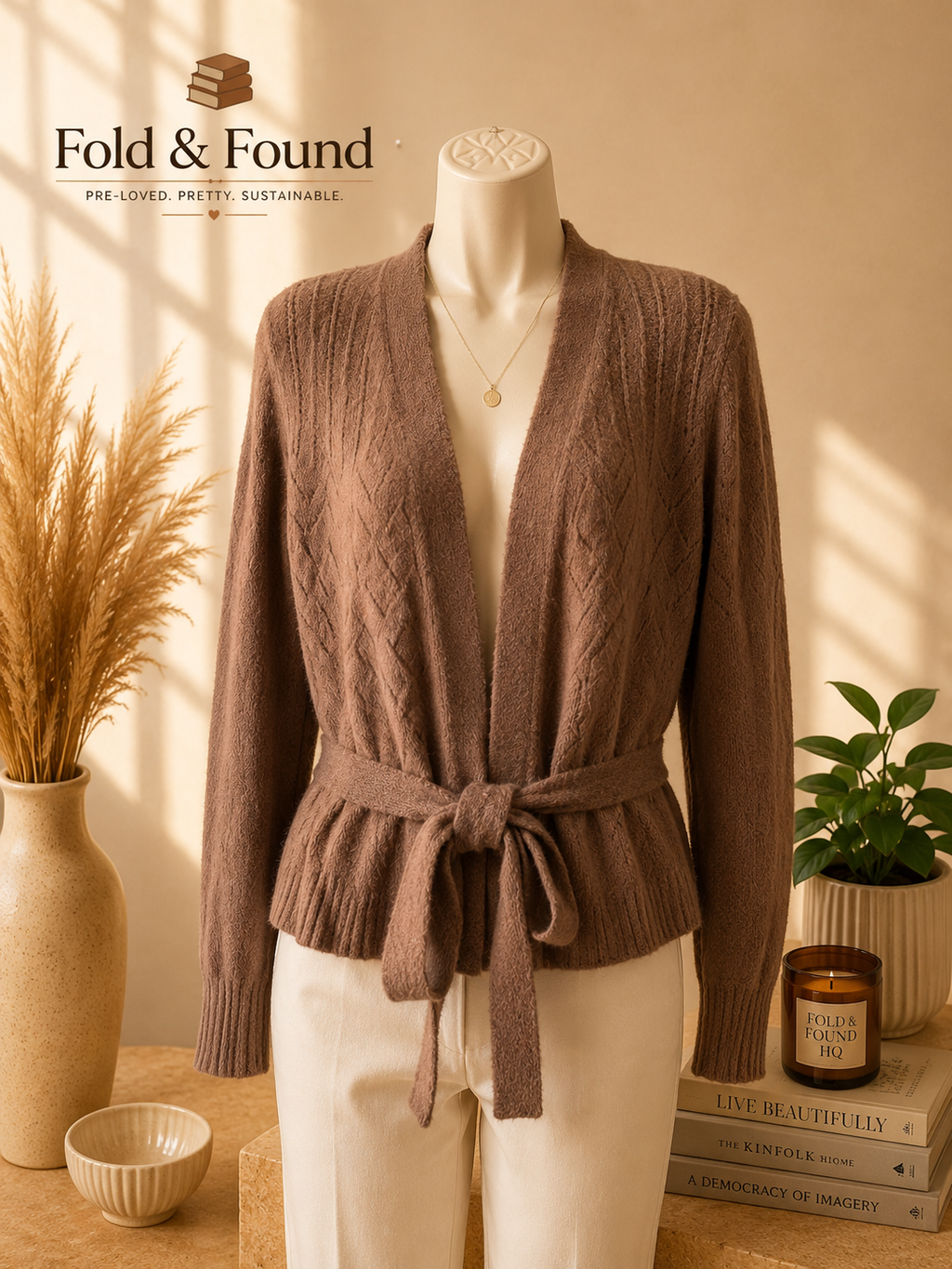 Per Una Vintage-Style Textured Tie-Front Cardigan – UK 10