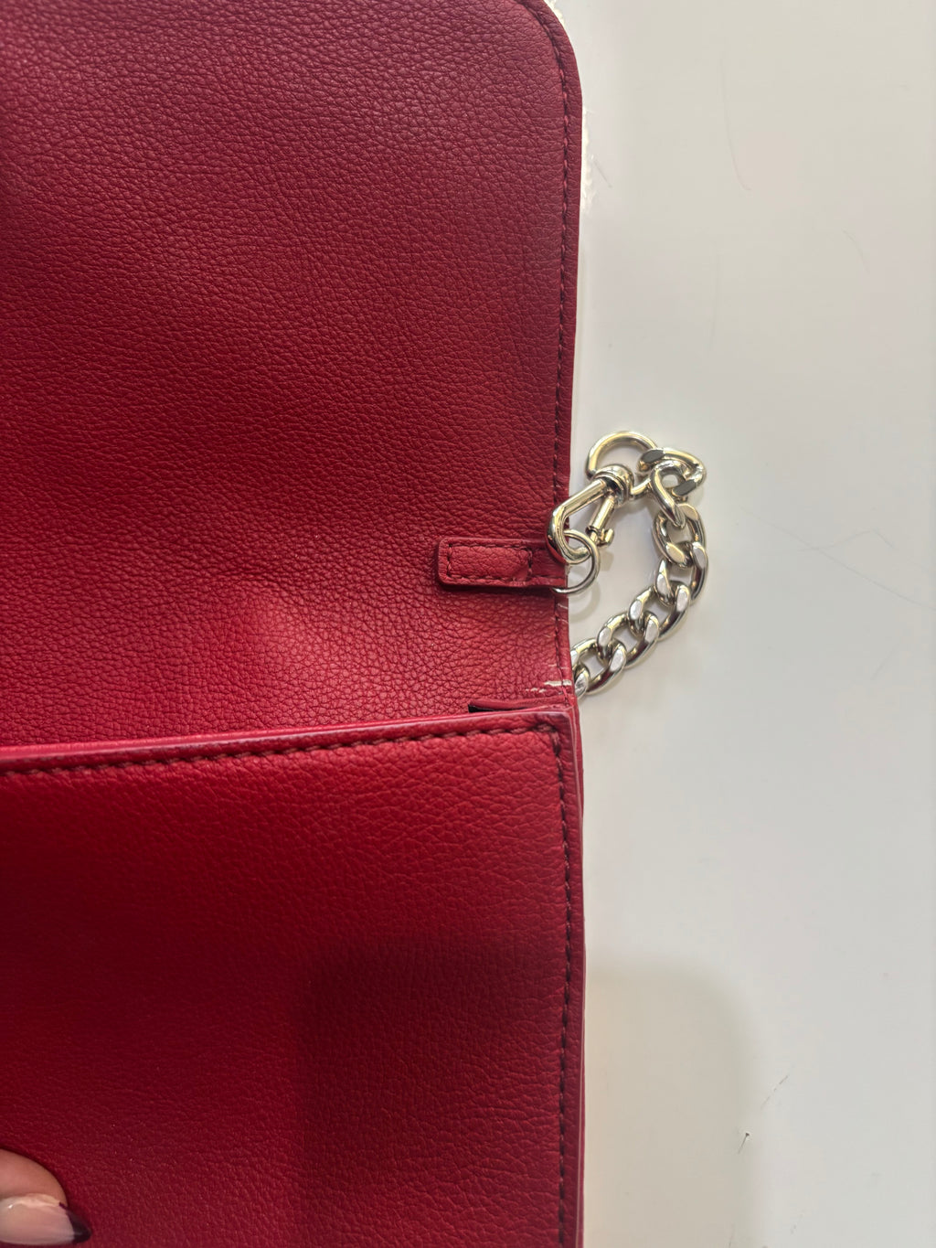 Love Moschino Burgundy Chain Strap Clutch Bag – Gold Heart Logo