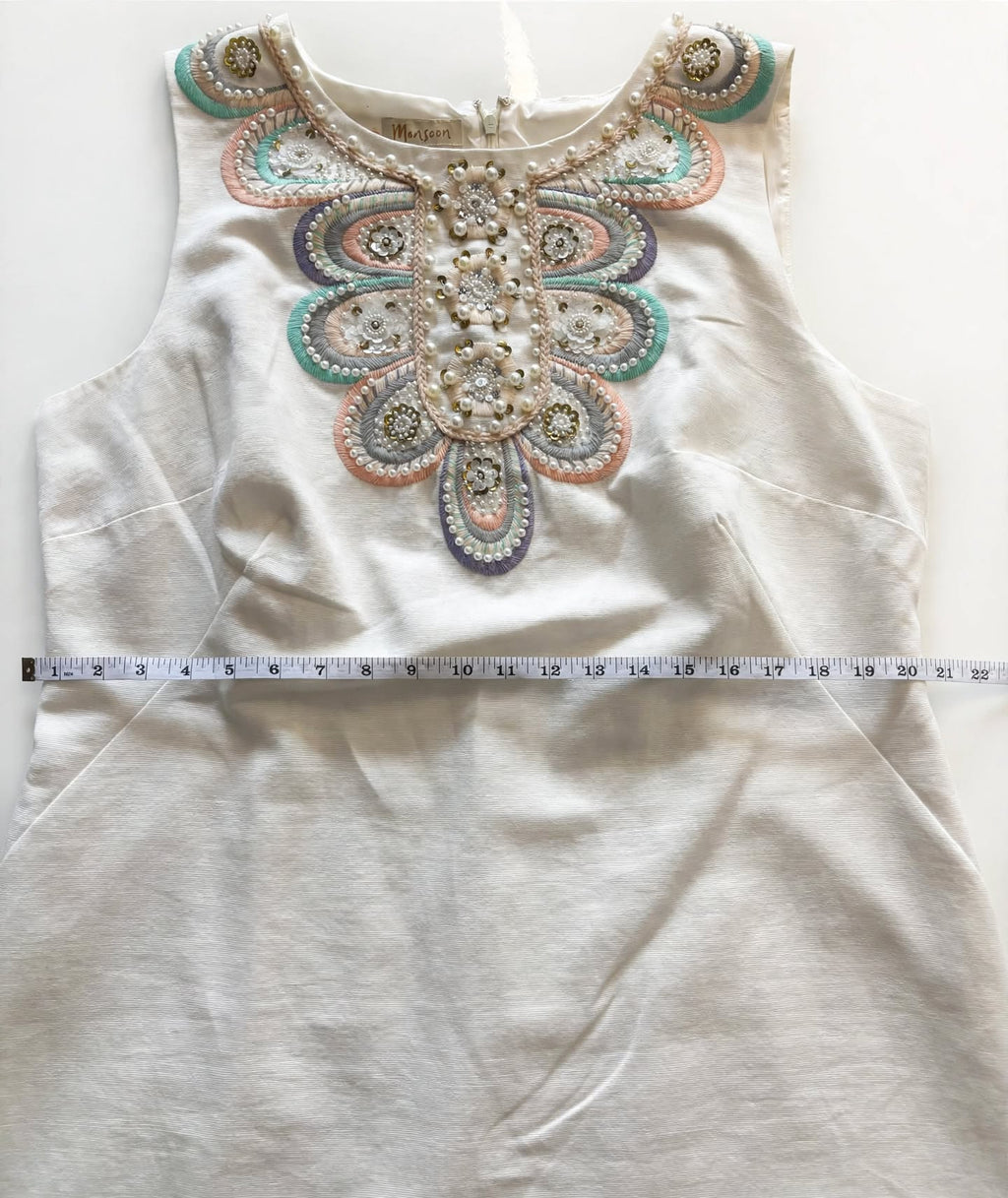 Monsoon Embellished Ivory Shift Dress – BNWT – UK 18