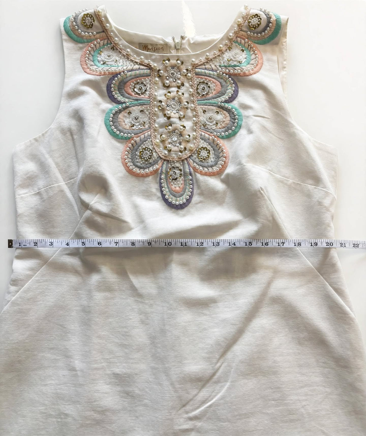 Monsoon Embellished Ivory Shift Dress – BNWT – UK 18