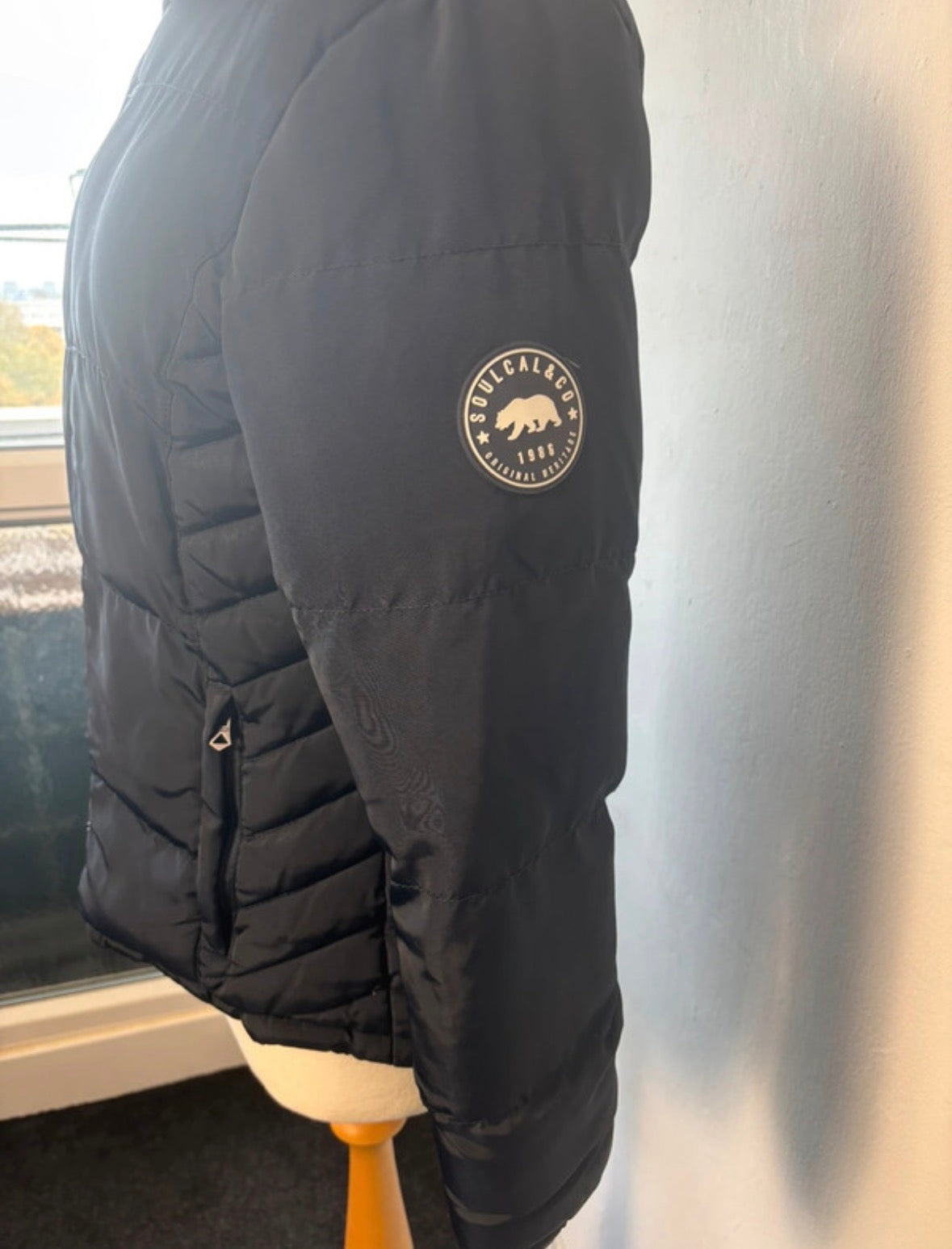 SoulCal & Co Navy Hooded Puffer Jacket – Fleece Lined