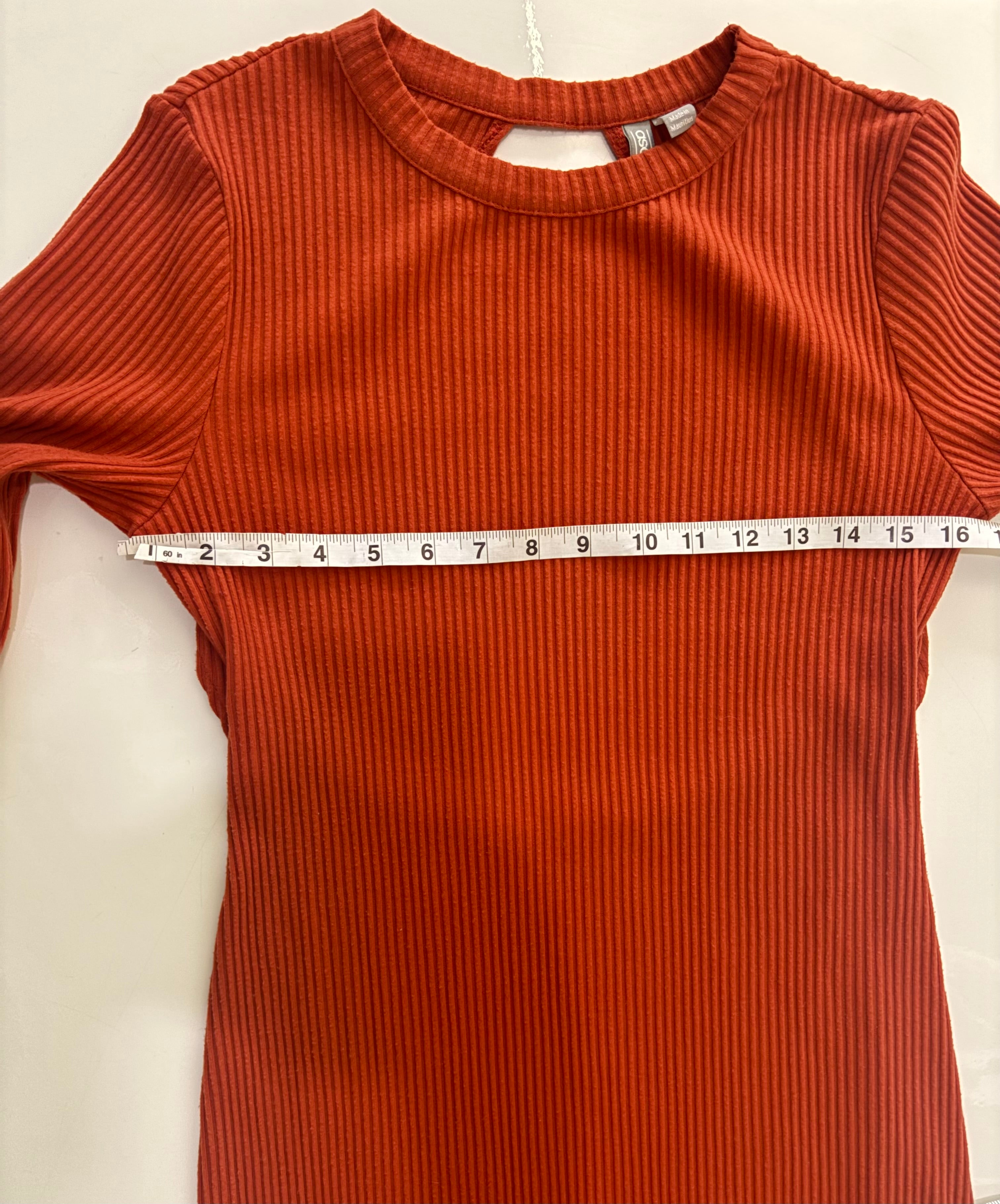 ASOS Rust Ribbed Open-Back Midi Dress UK10