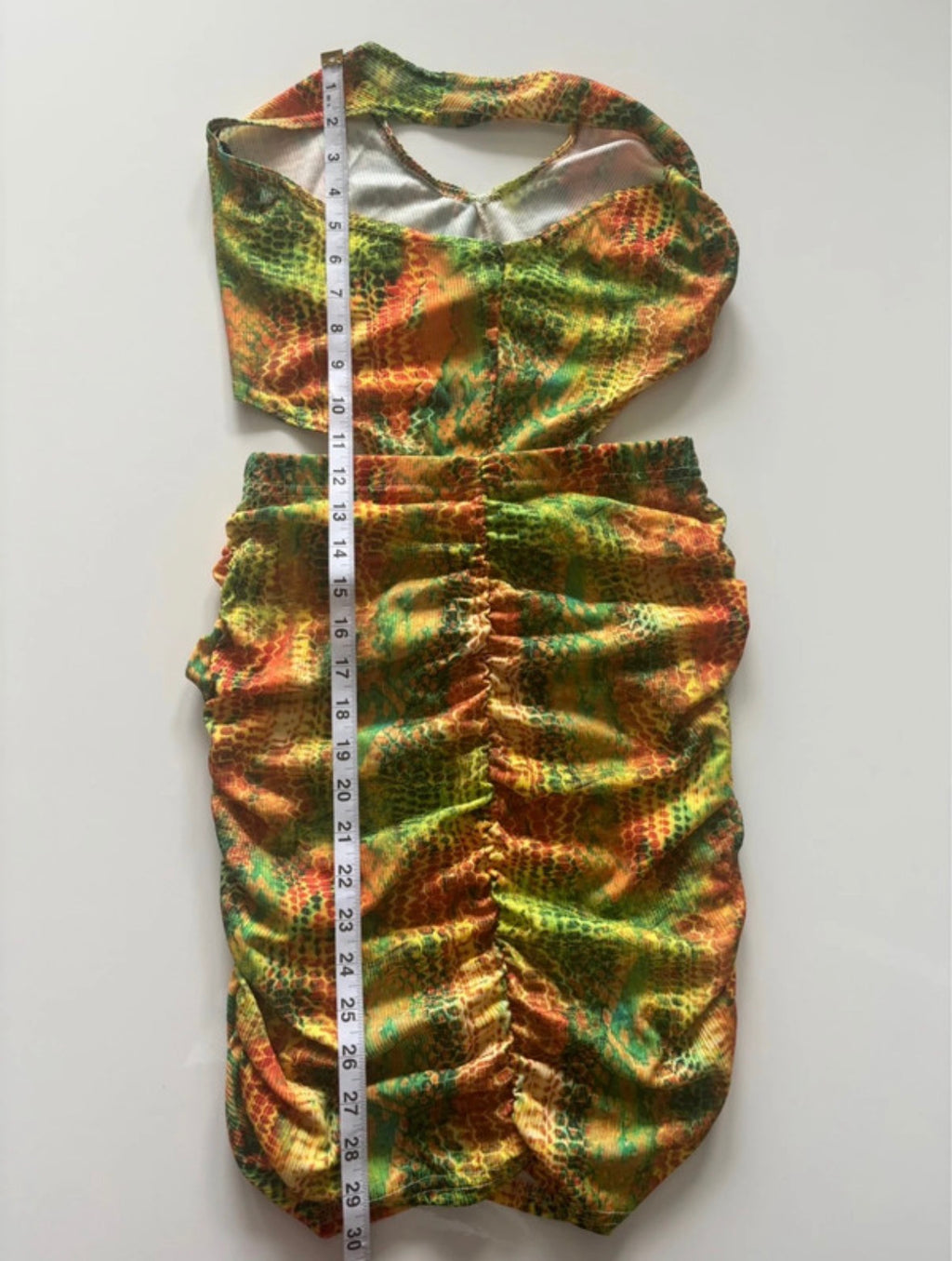 PrettyLittleThing Y2K Snake Print Cut-Out Ruched Mini Dress – UK 10