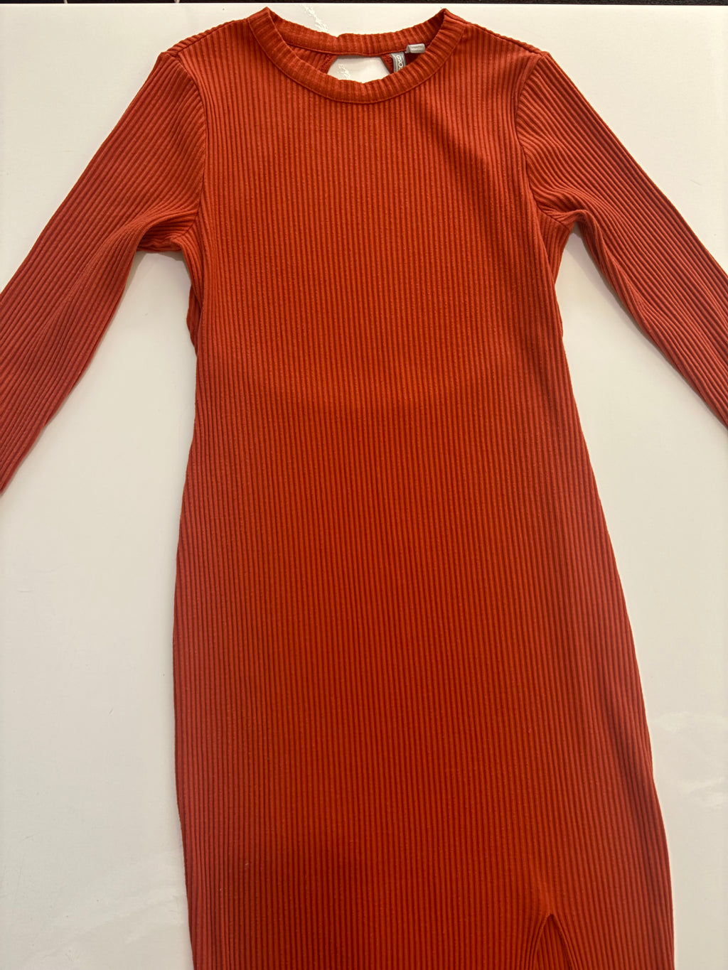 ASOS Rust Ribbed Open-Back Midi Dress UK10