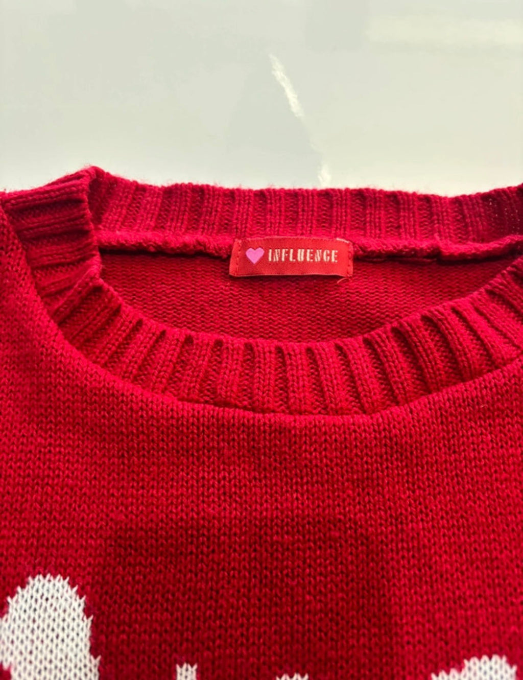Influence Red Reindeer Christmas Knitted Jumper – Made in UK