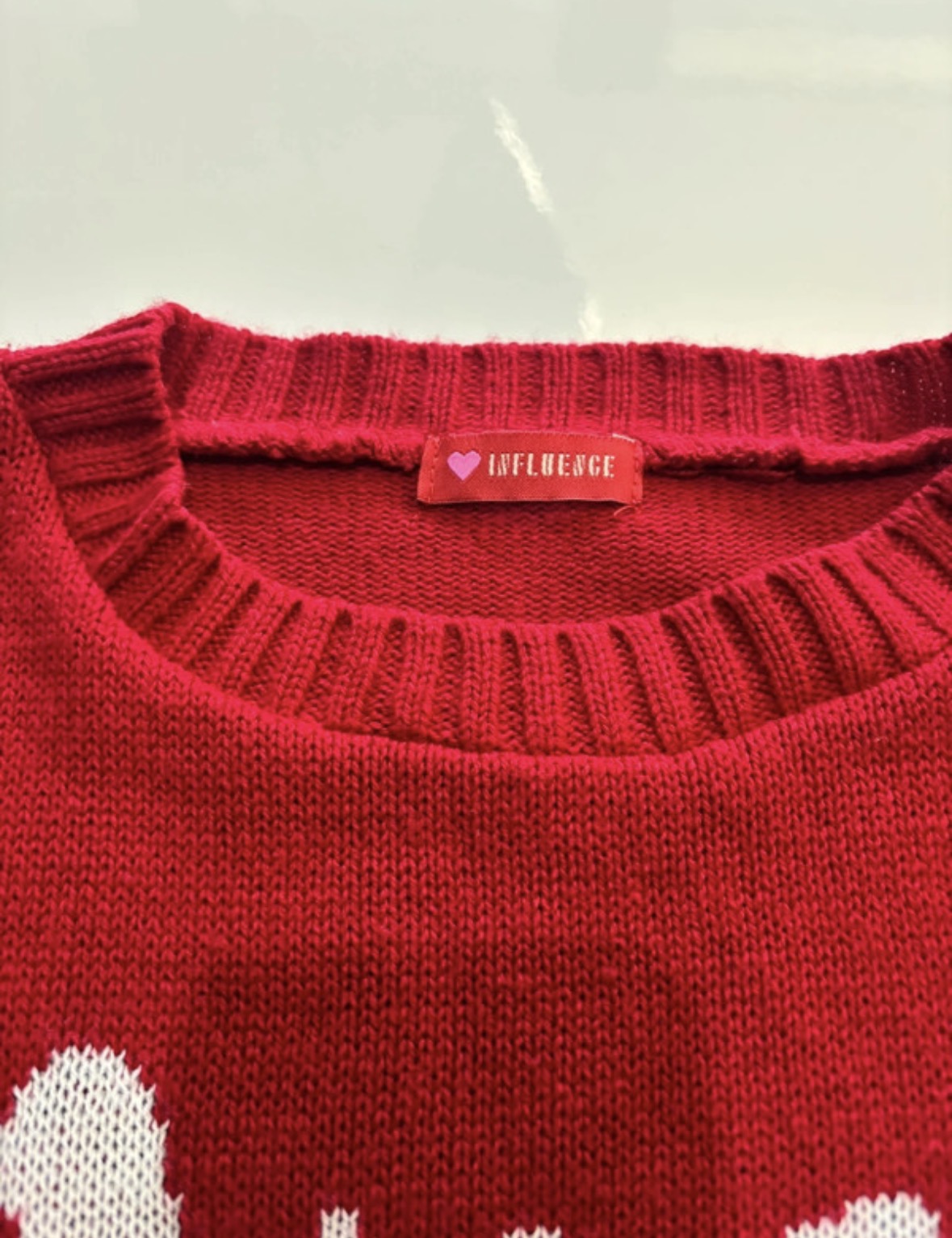 Influence Red Reindeer Christmas Knitted Jumper – Made in UK