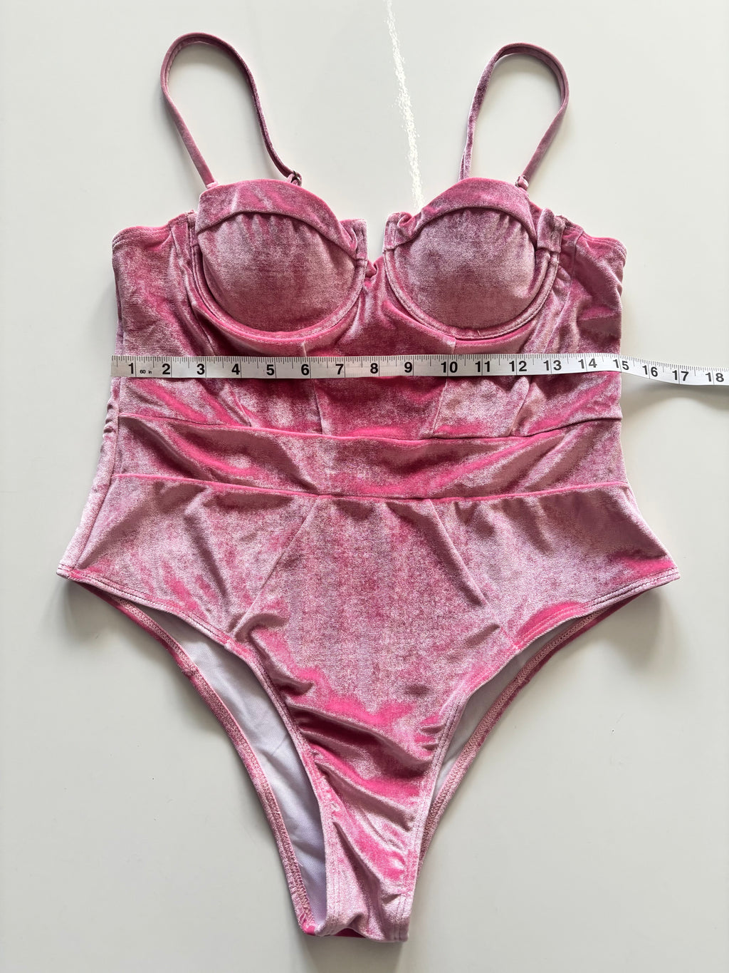 Zaful Pink Velvet Bodysuit – Underwired Y2K Party Top – UK 12–14
