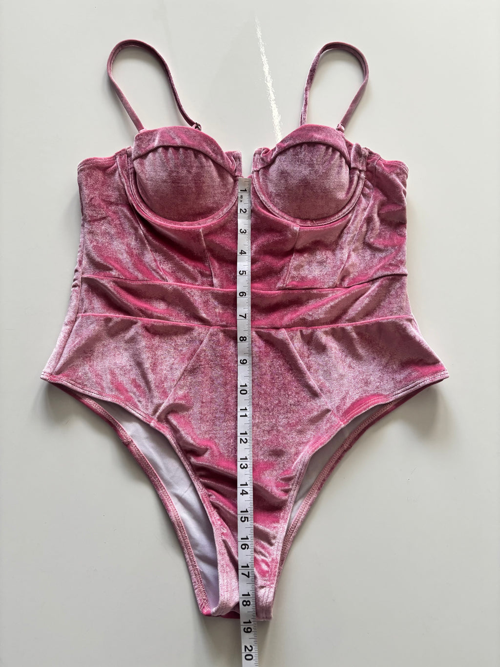 Zaful Pink Velvet Bodysuit – Underwired Y2K Party Top – UK 12–14