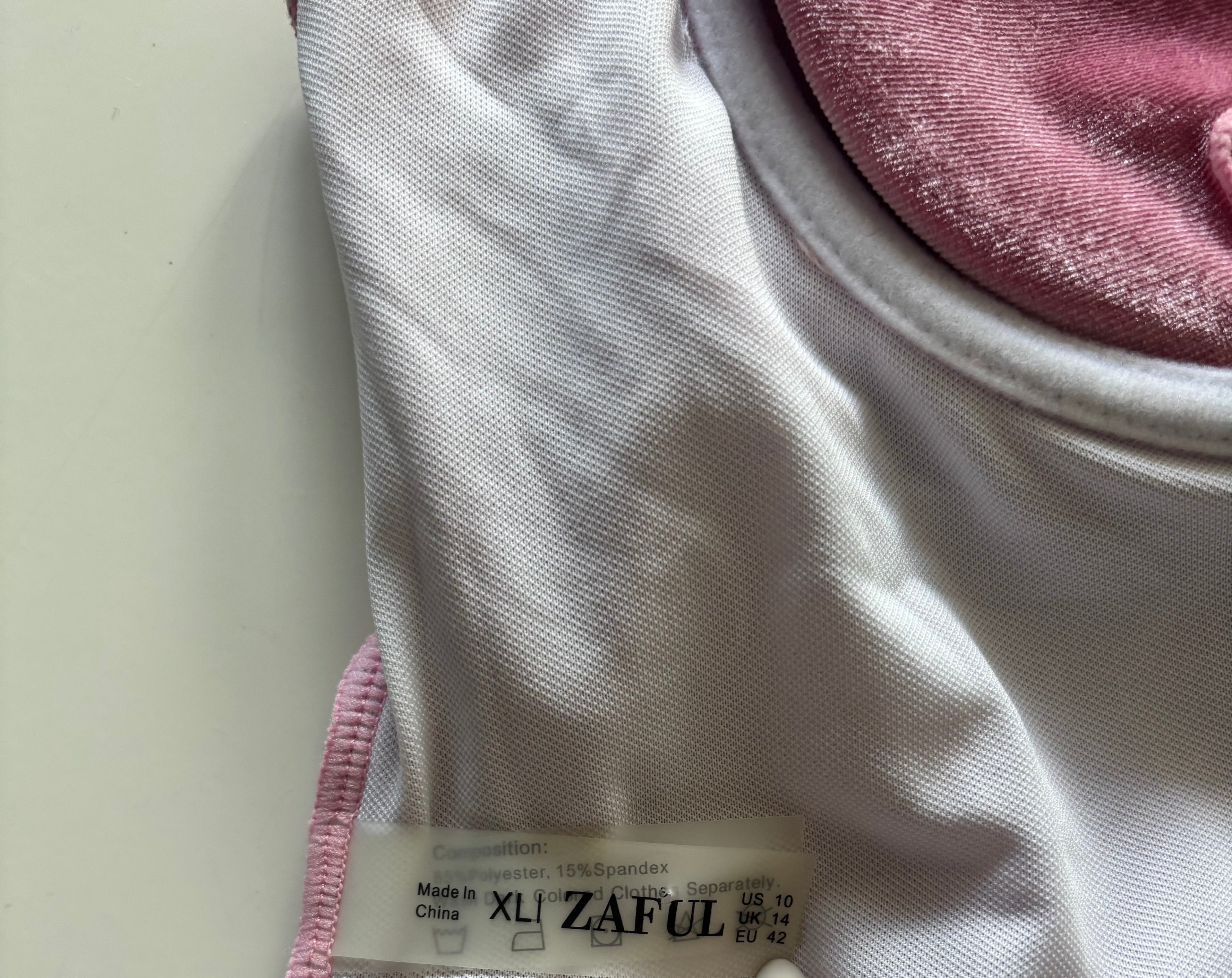 Zaful Pink Velvet Bodysuit – Underwired Y2K Party Top – UK 12–14