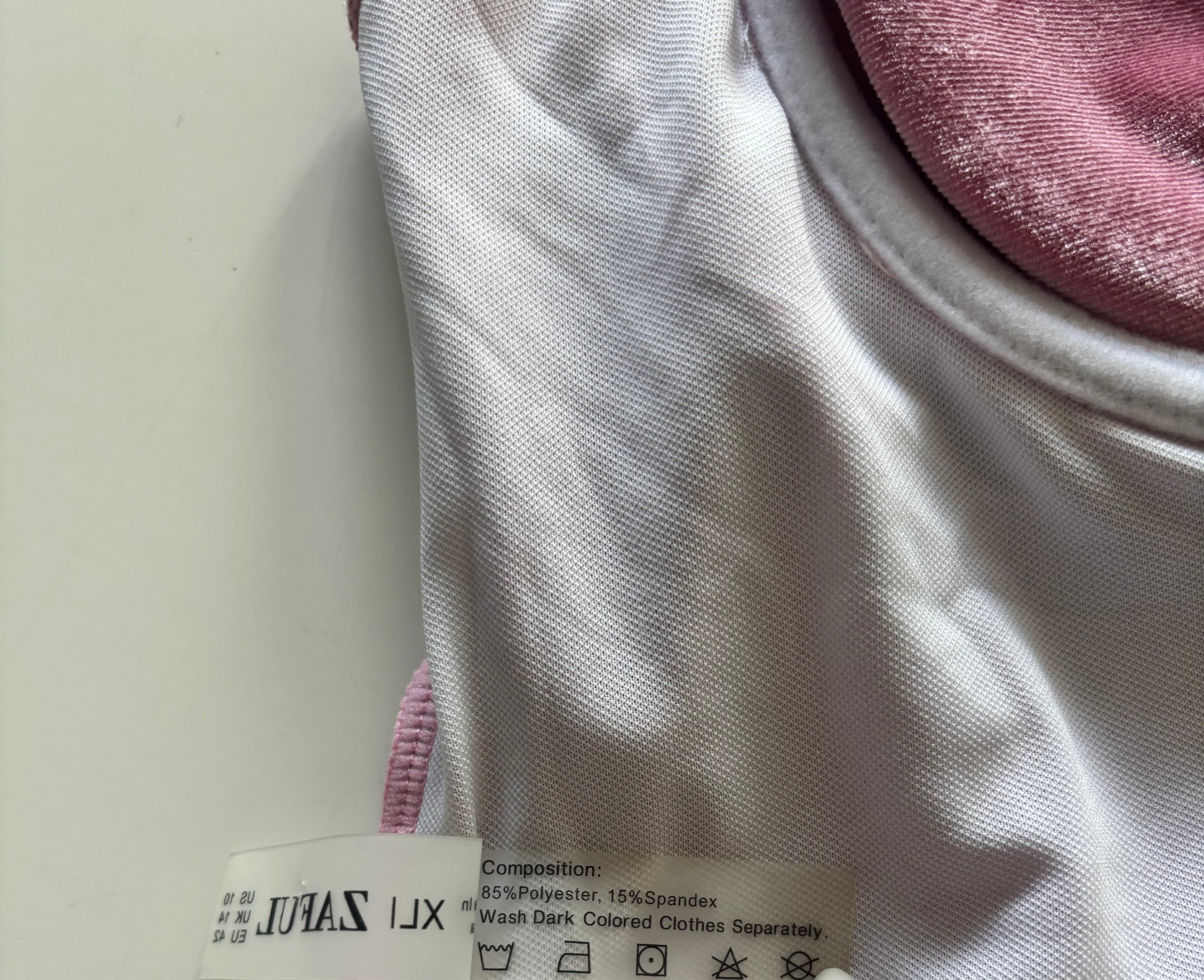 Zaful Pink Velvet Bodysuit – Underwired Y2K Party Top – UK 12–14