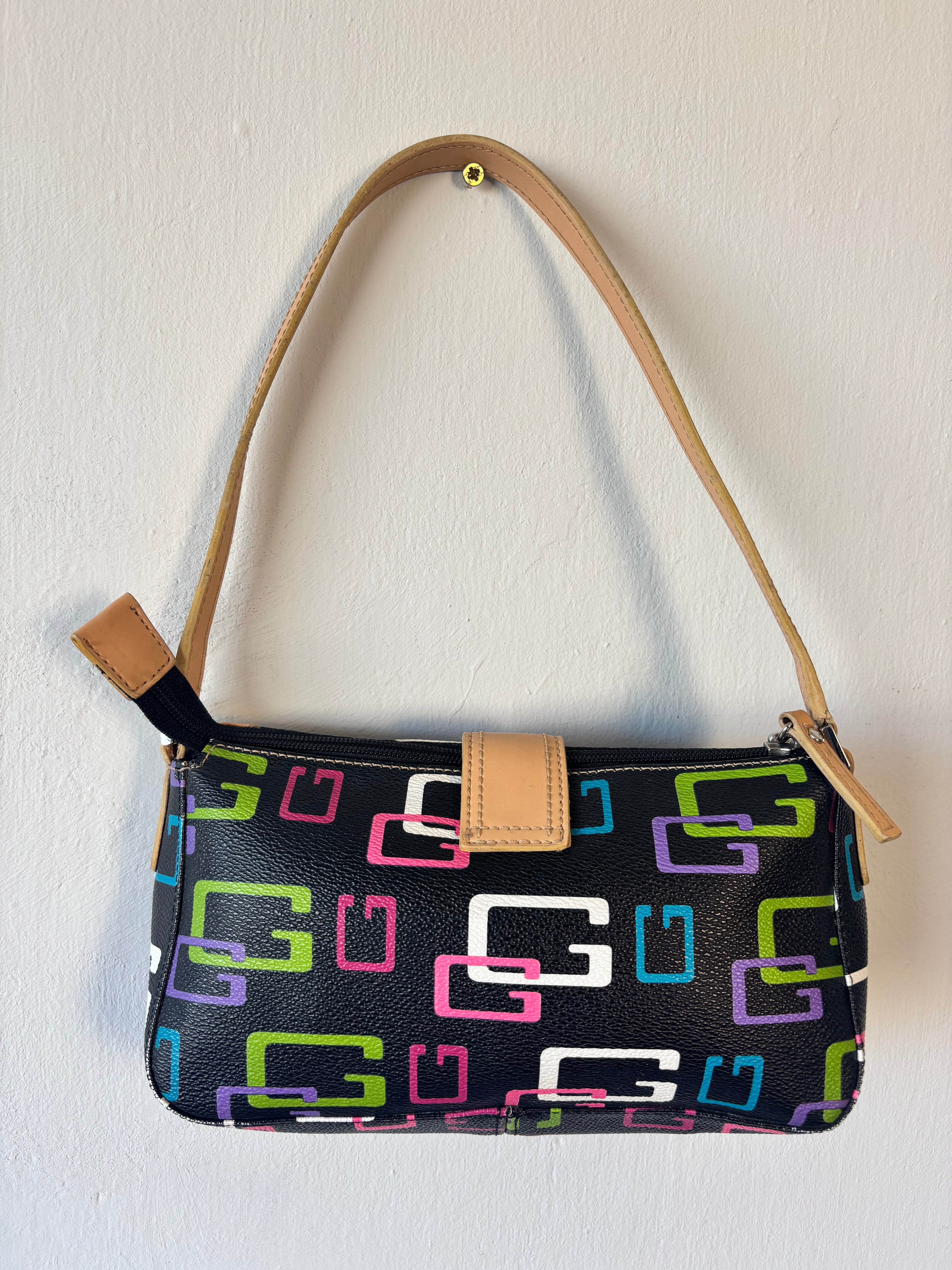 Vintage GUESS Y2K Monogram Baguette Shoulder Bag