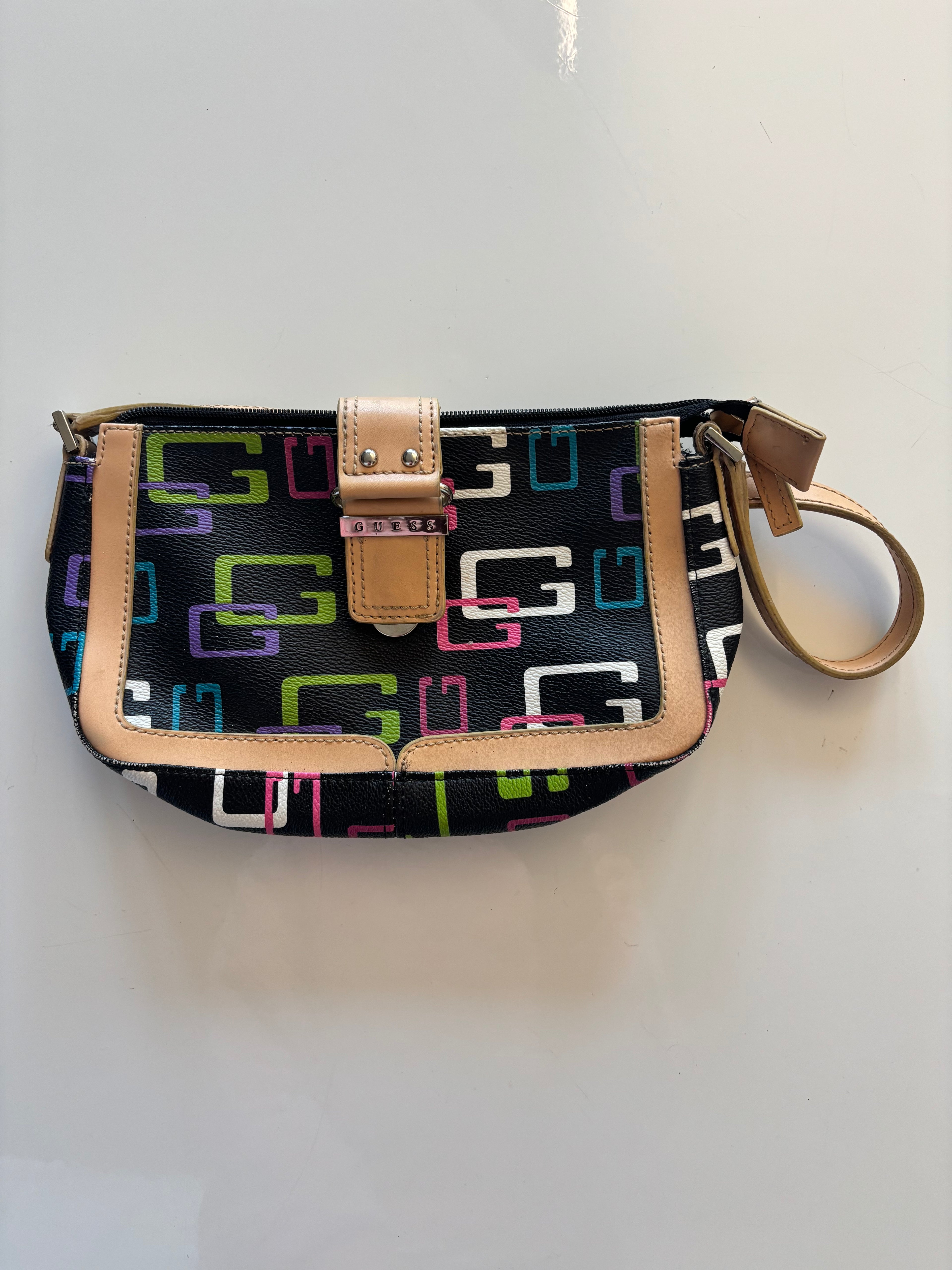 Vintage GUESS Y2K Monogram Baguette Shoulder Bag