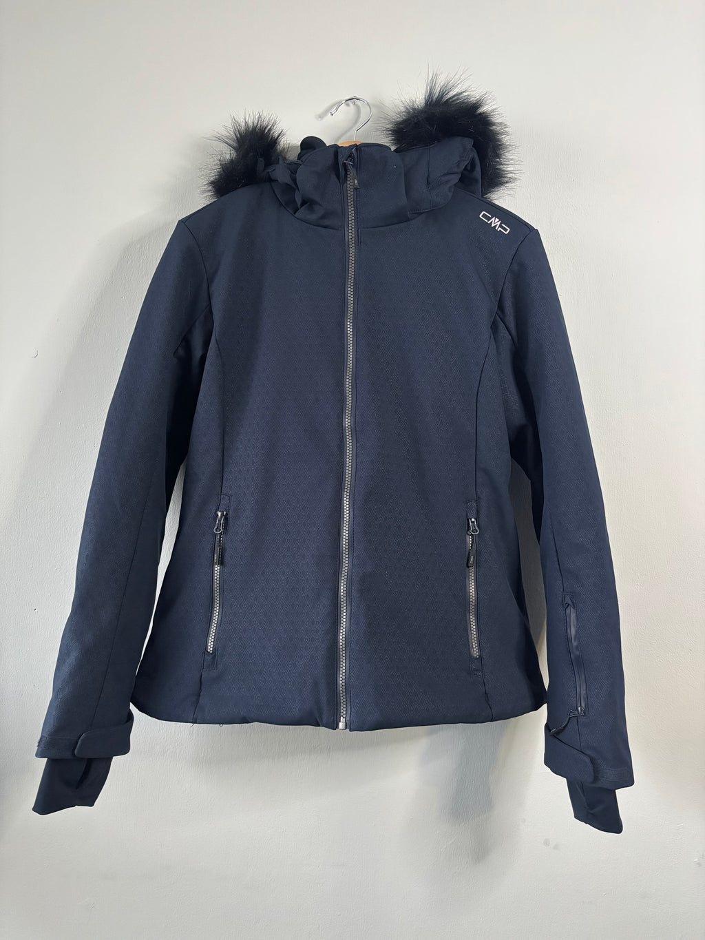 CMP Women’s Waterproof Ski Jacket with Faux Fur Hood – Navy