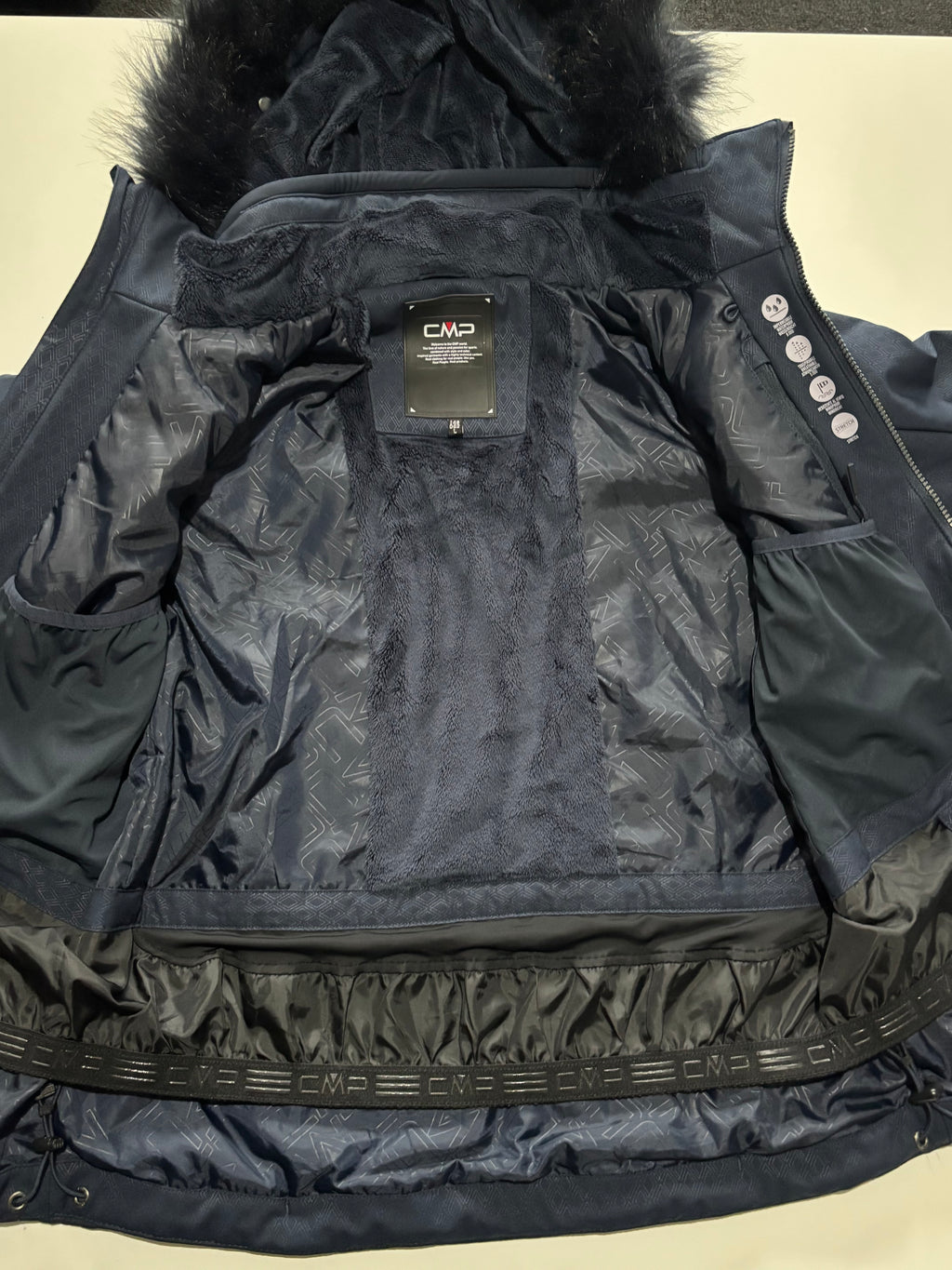 CMP Women’s Waterproof Ski Jacket with Faux Fur Hood – Navy