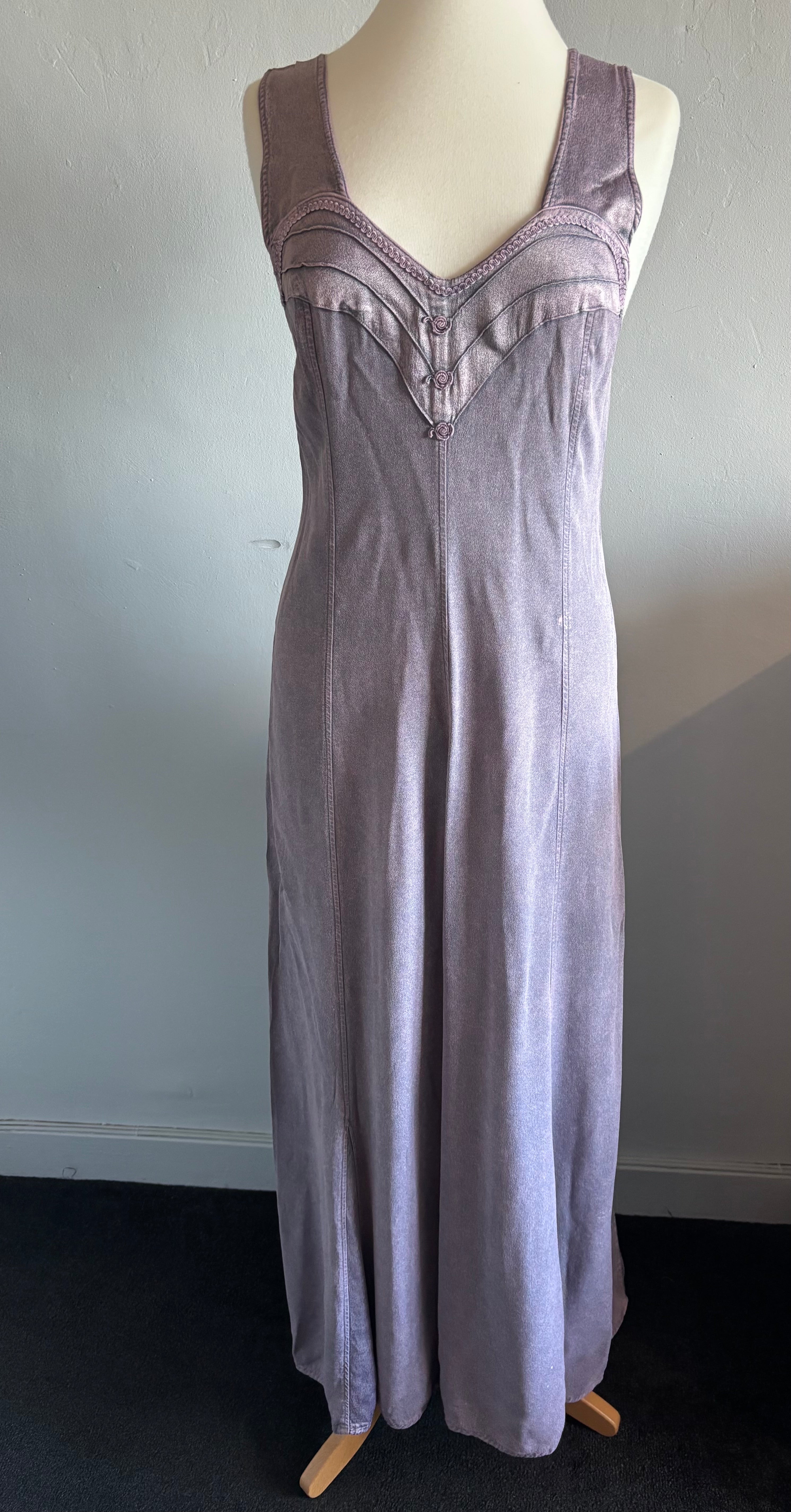 Vintage Lilac Co-Ord Dress & Jacket Set – Romantic Maxi Dress & Bolero UK 10–12