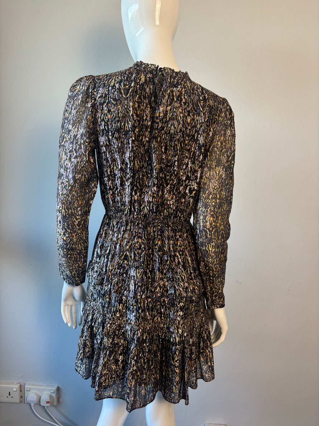 ba&sh Metallic Kaki Mini Dress – Size 1 / UK 8