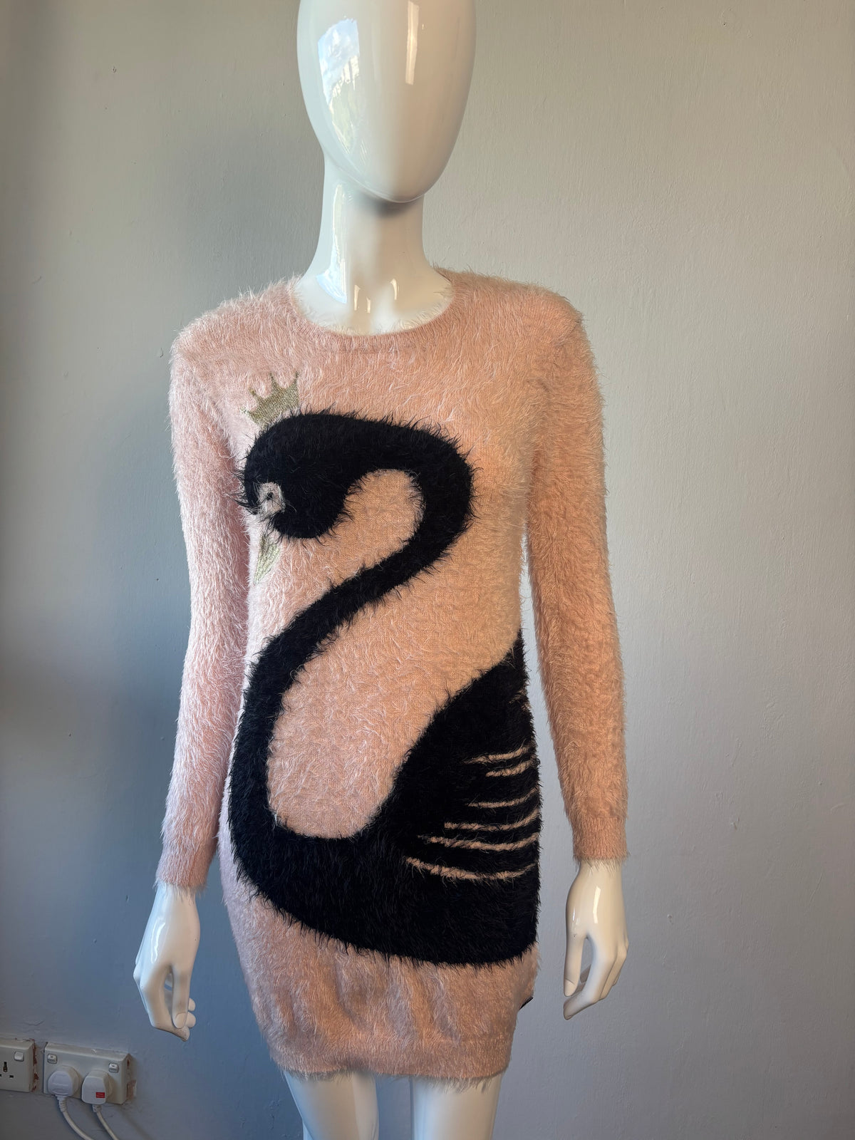 Little Marc Jacobs Pink Swan Fluffy Jumper Dress | Age 12