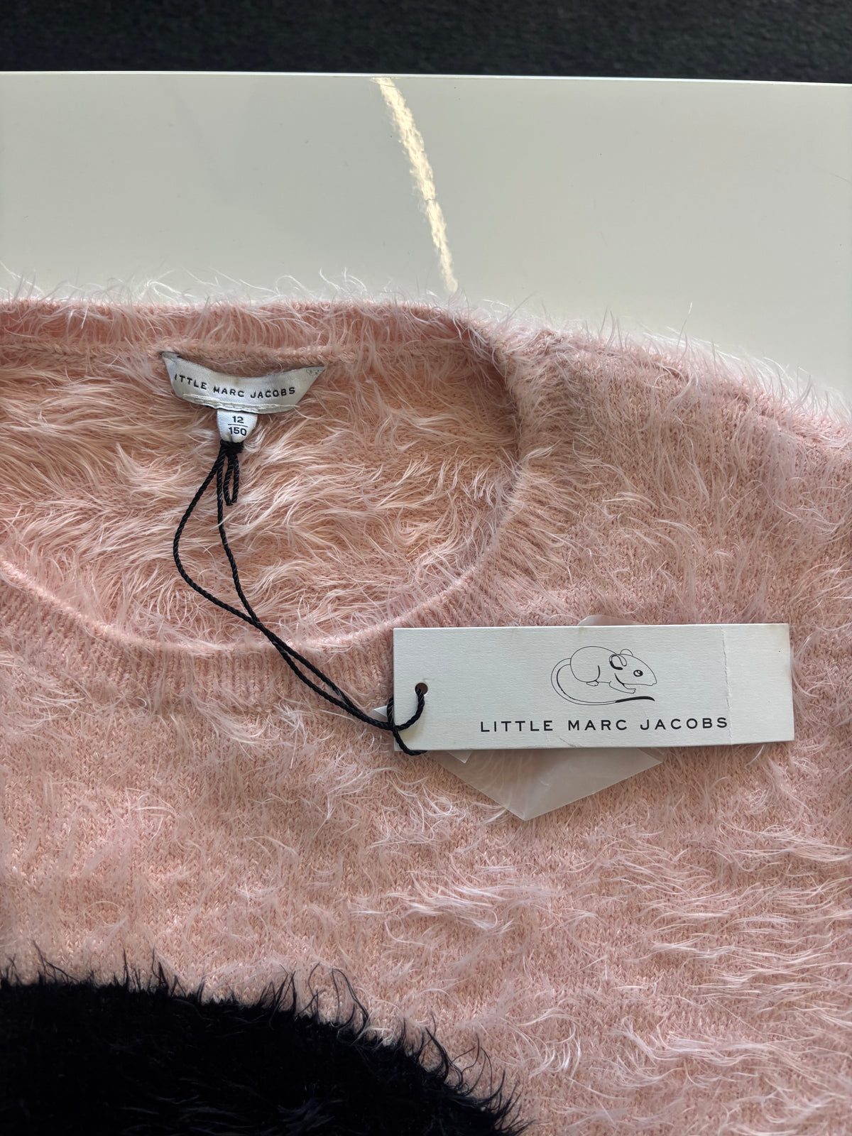 Little Marc Jacobs Pink Swan Fluffy Jumper Dress | Age 12