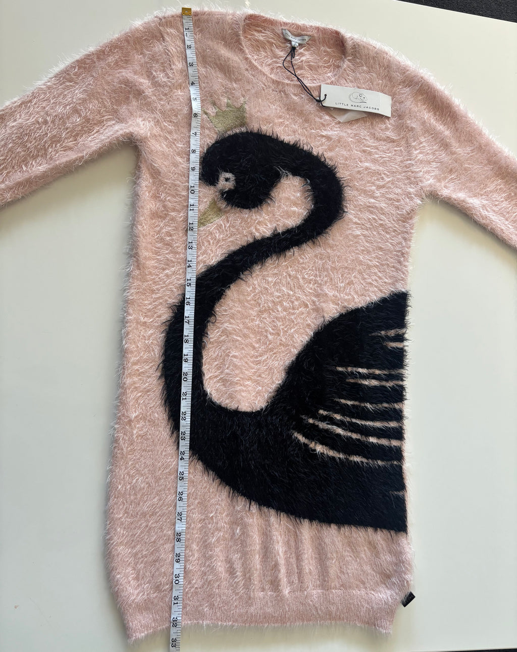 Little Marc Jacobs Pink Swan Fluffy Jumper Dress | Age 12