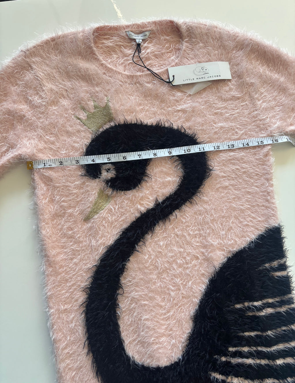 Little Marc Jacobs Pink Swan Fluffy Jumper Dress | Age 12