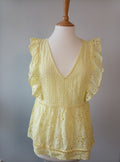 Miss Selfridge Yellow Broderie Anglaise Peplum Top (UK 12)