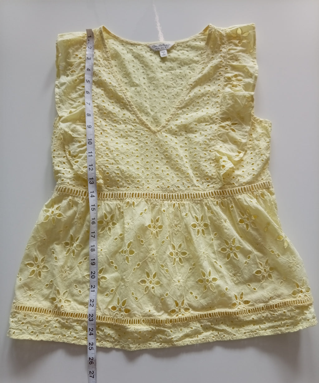 Miss Selfridge Yellow Broderie Anglaise Peplum Top (UK 12)