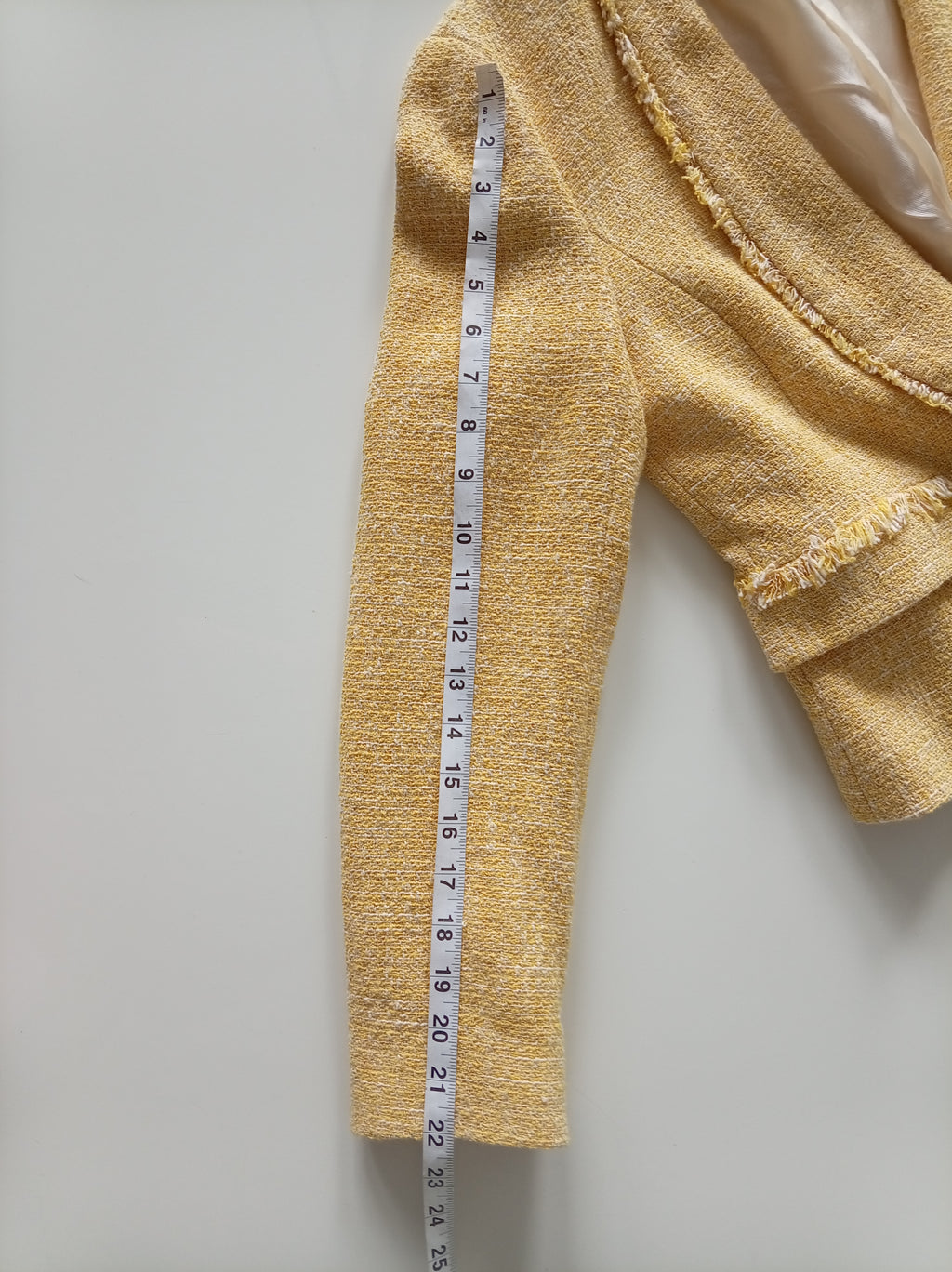 Zara Yellow Bouclé Blazer – Size L (UK 16–18)