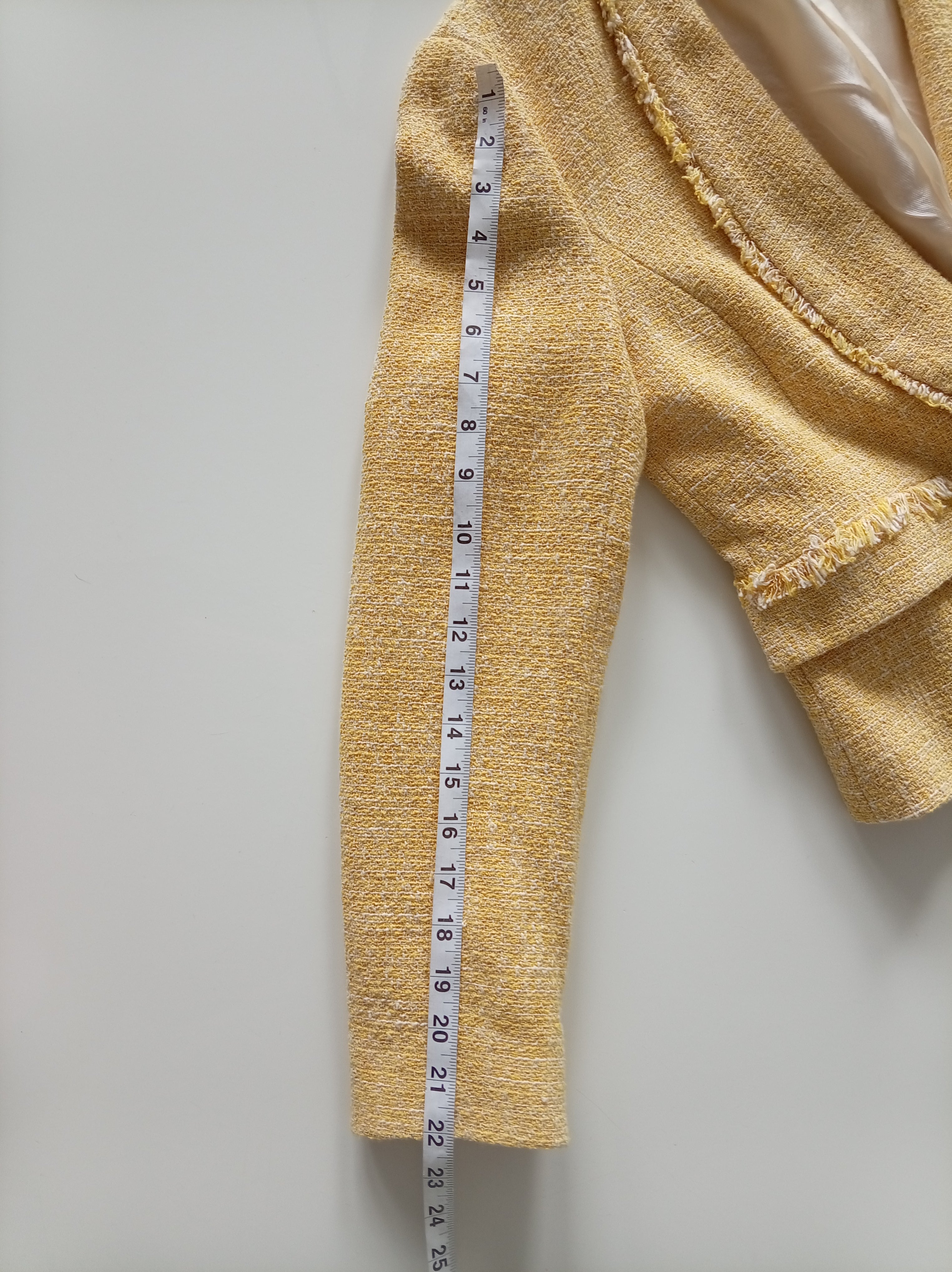 Zara Yellow Bouclé Blazer – Size L (UK 16–18)