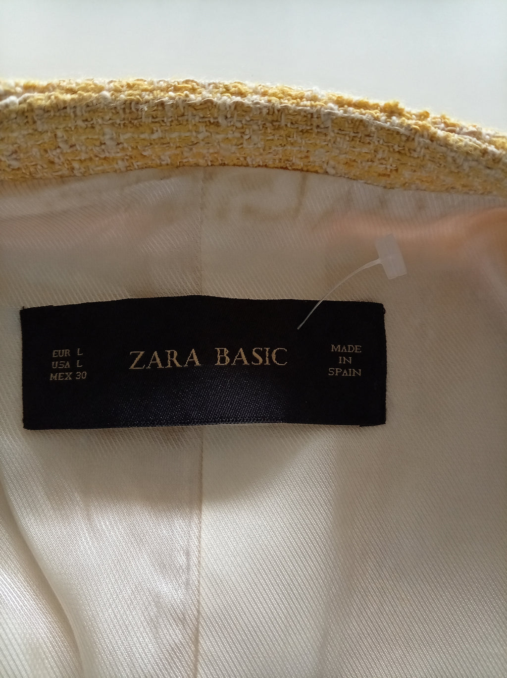 Zara Yellow Bouclé Blazer – Size L (UK 16–18)