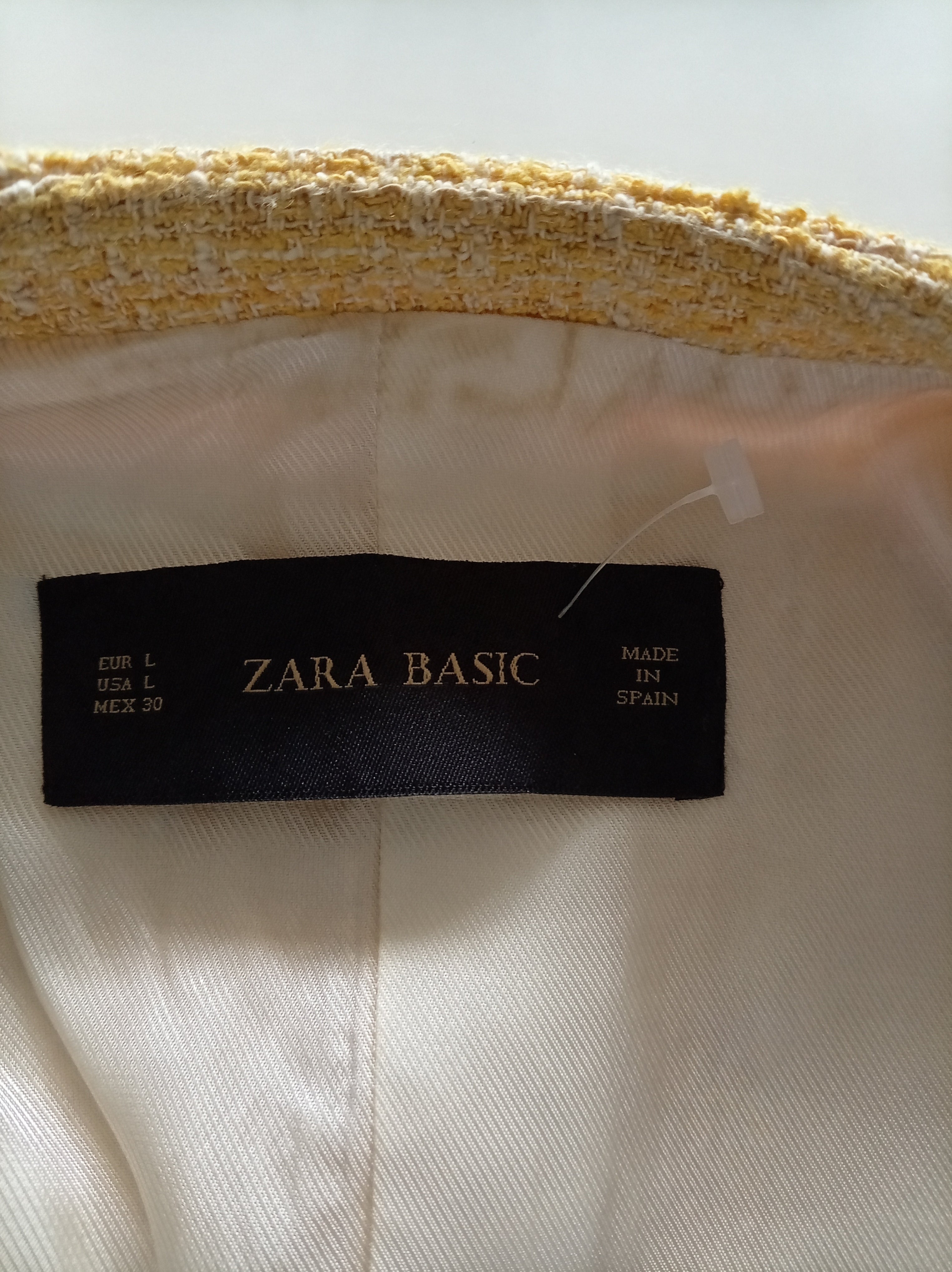 Zara Yellow Bouclé Blazer – Size L (UK 16–18)