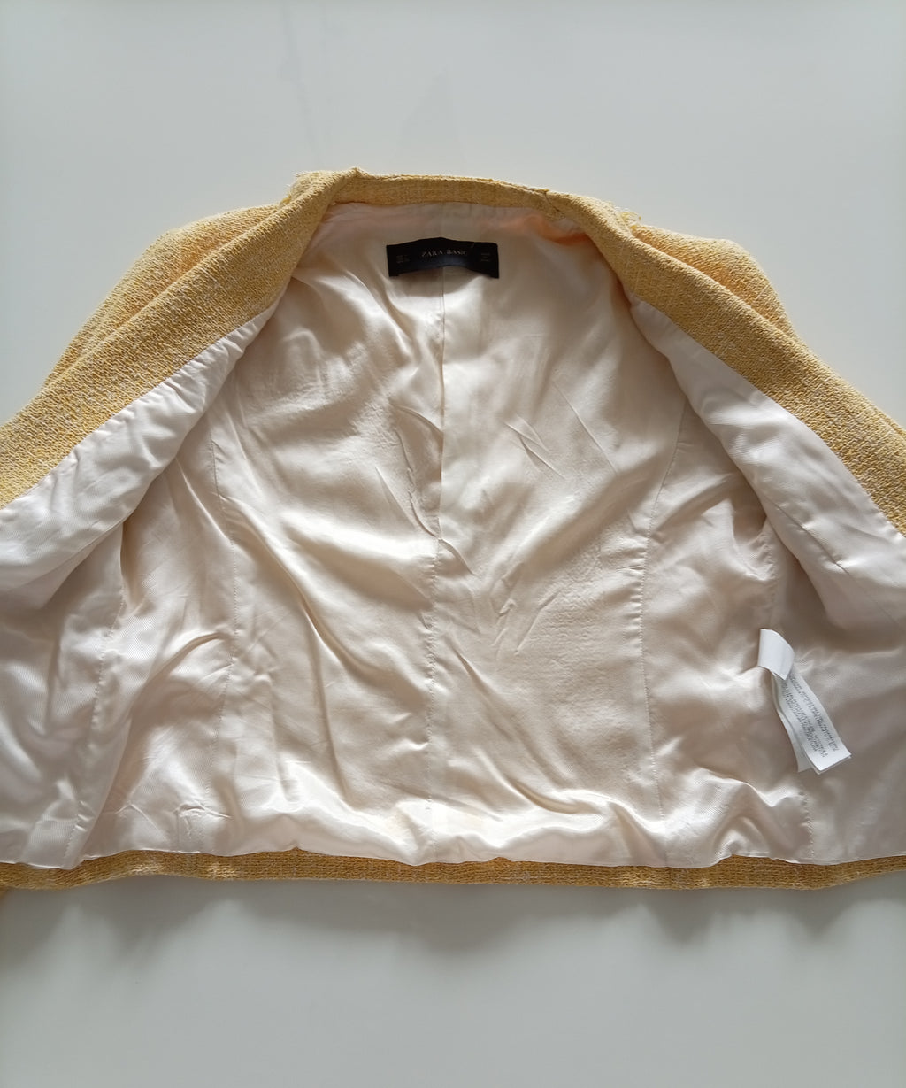 Zara Yellow Bouclé Blazer – Size L (UK 16–18)
