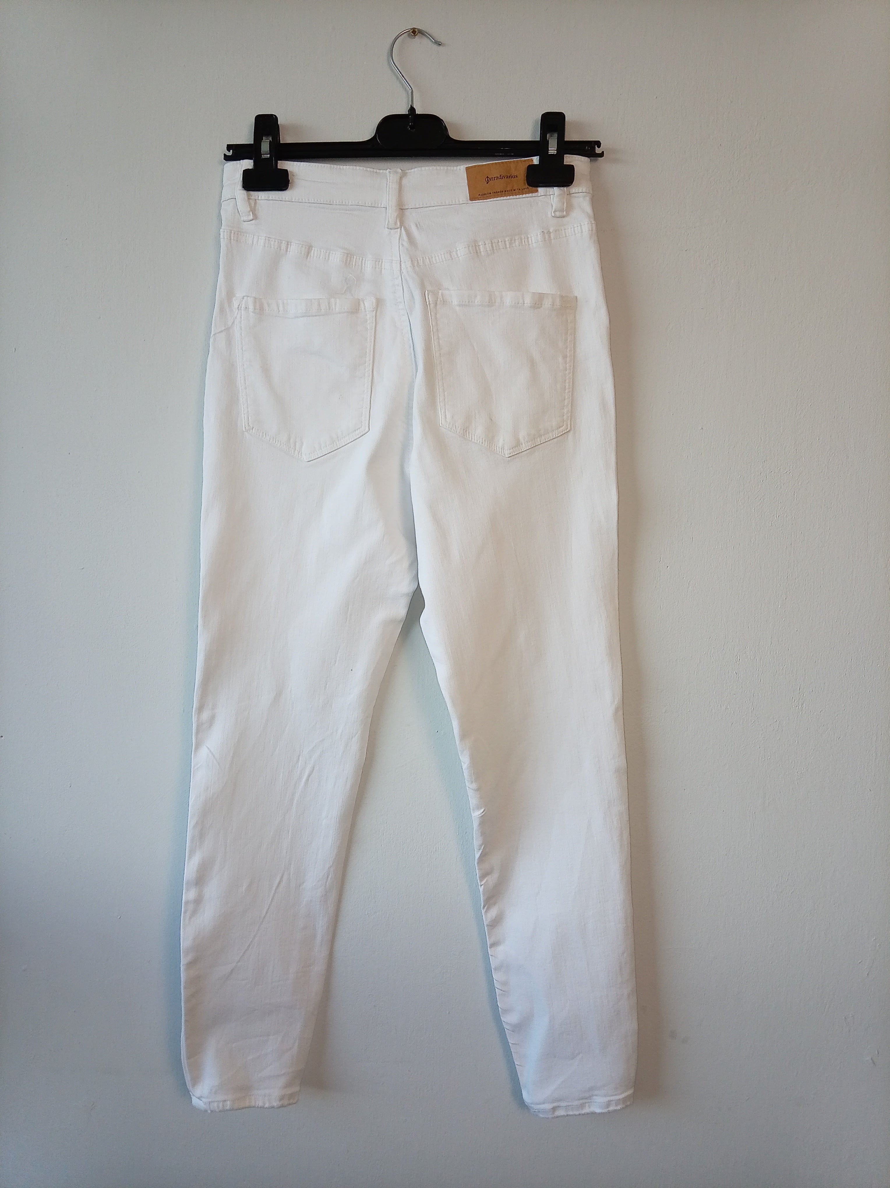Stradivarius White Tailored Chino Trousers (UK 10, New With Tags)