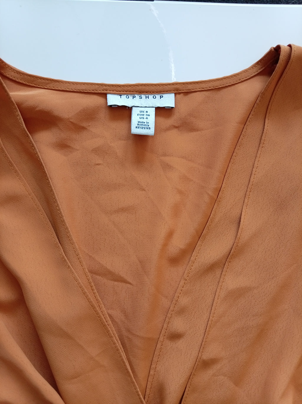 Topshop Rust Orange Tie Front Mini Dress – UK 8