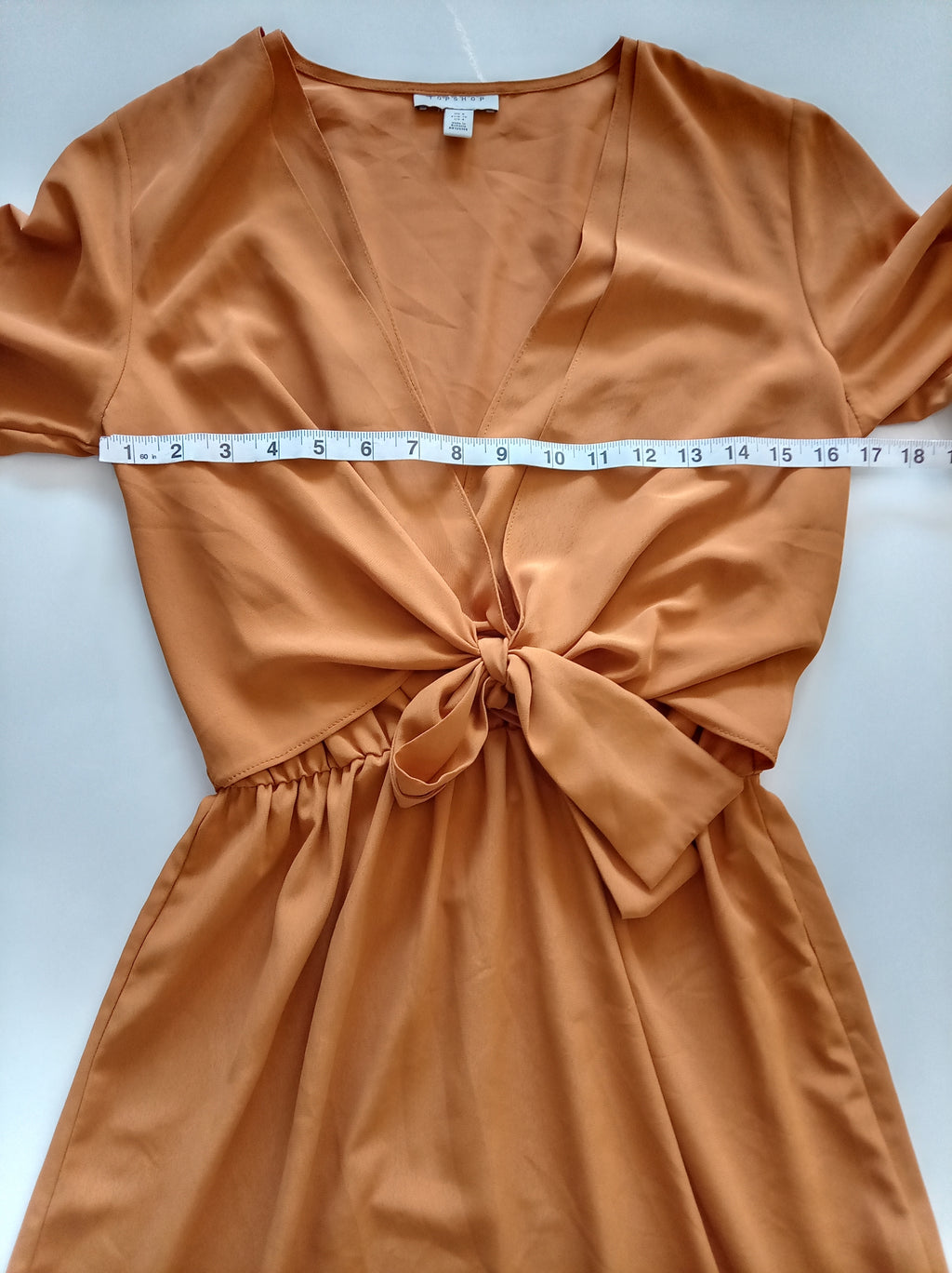 Topshop Rust Orange Tie Front Mini Dress – UK 8