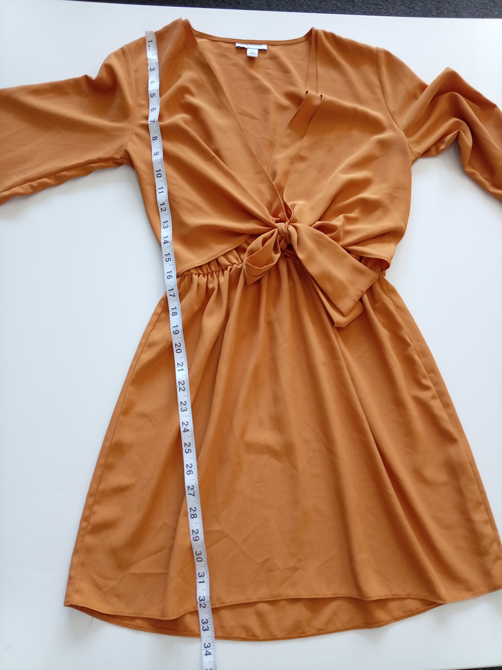 Topshop Rust Orange Tie Front Mini Dress – UK 8