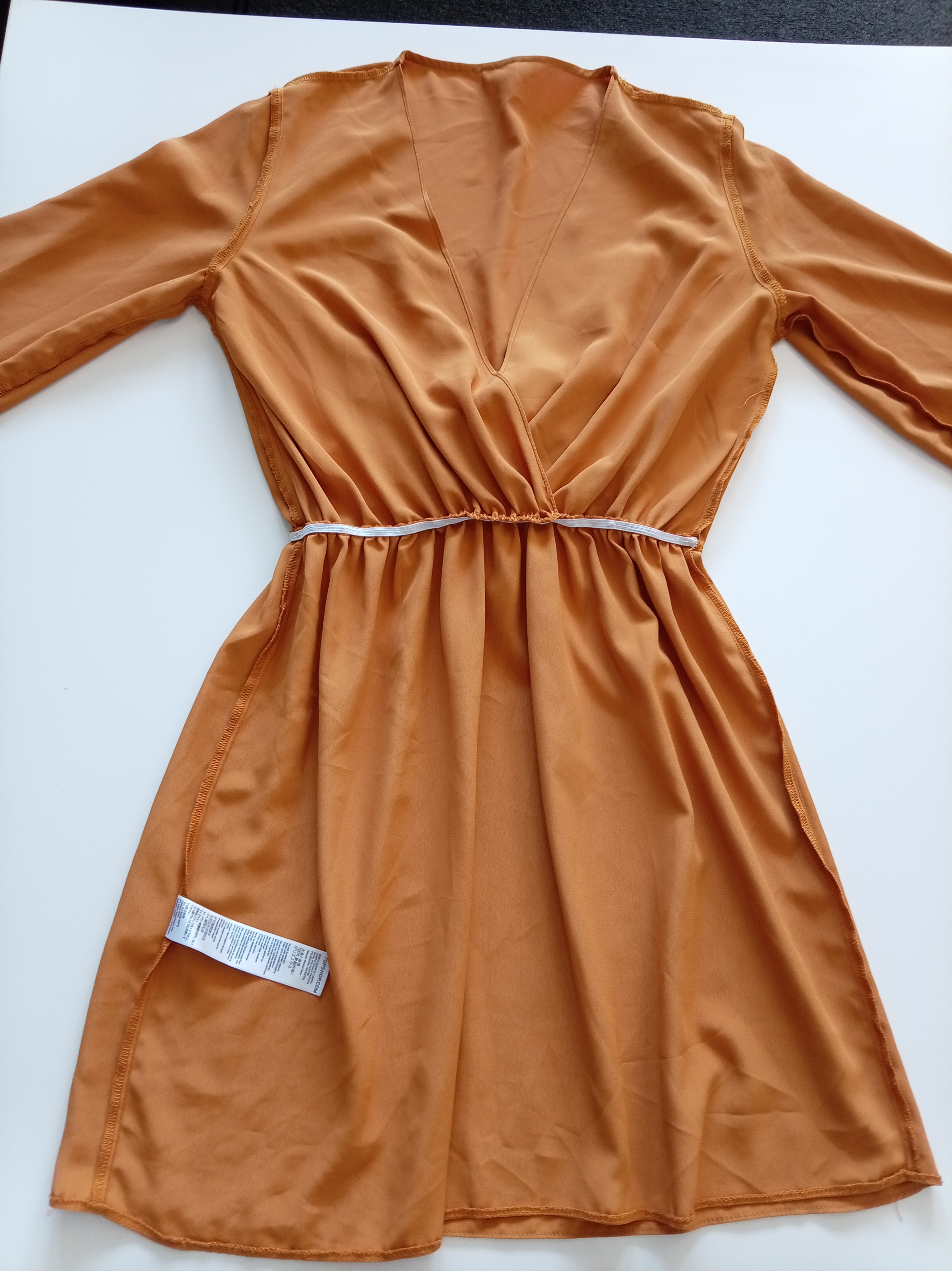 Topshop Rust Orange Tie Front Mini Dress – UK 8