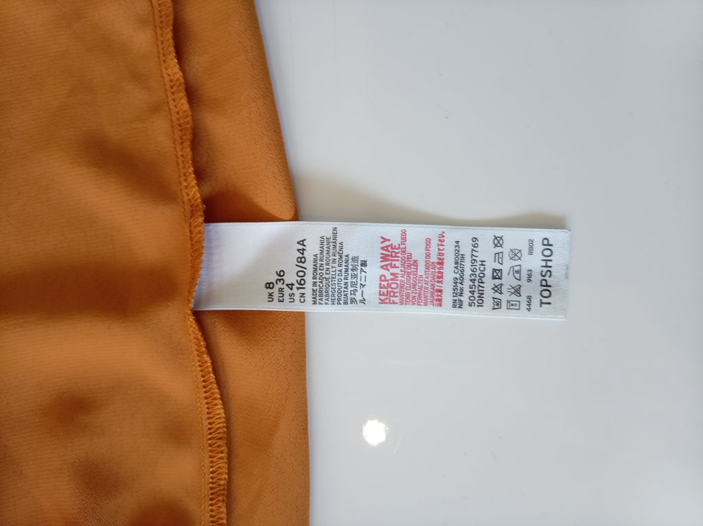 Topshop Rust Orange Tie Front Mini Dress – UK 8