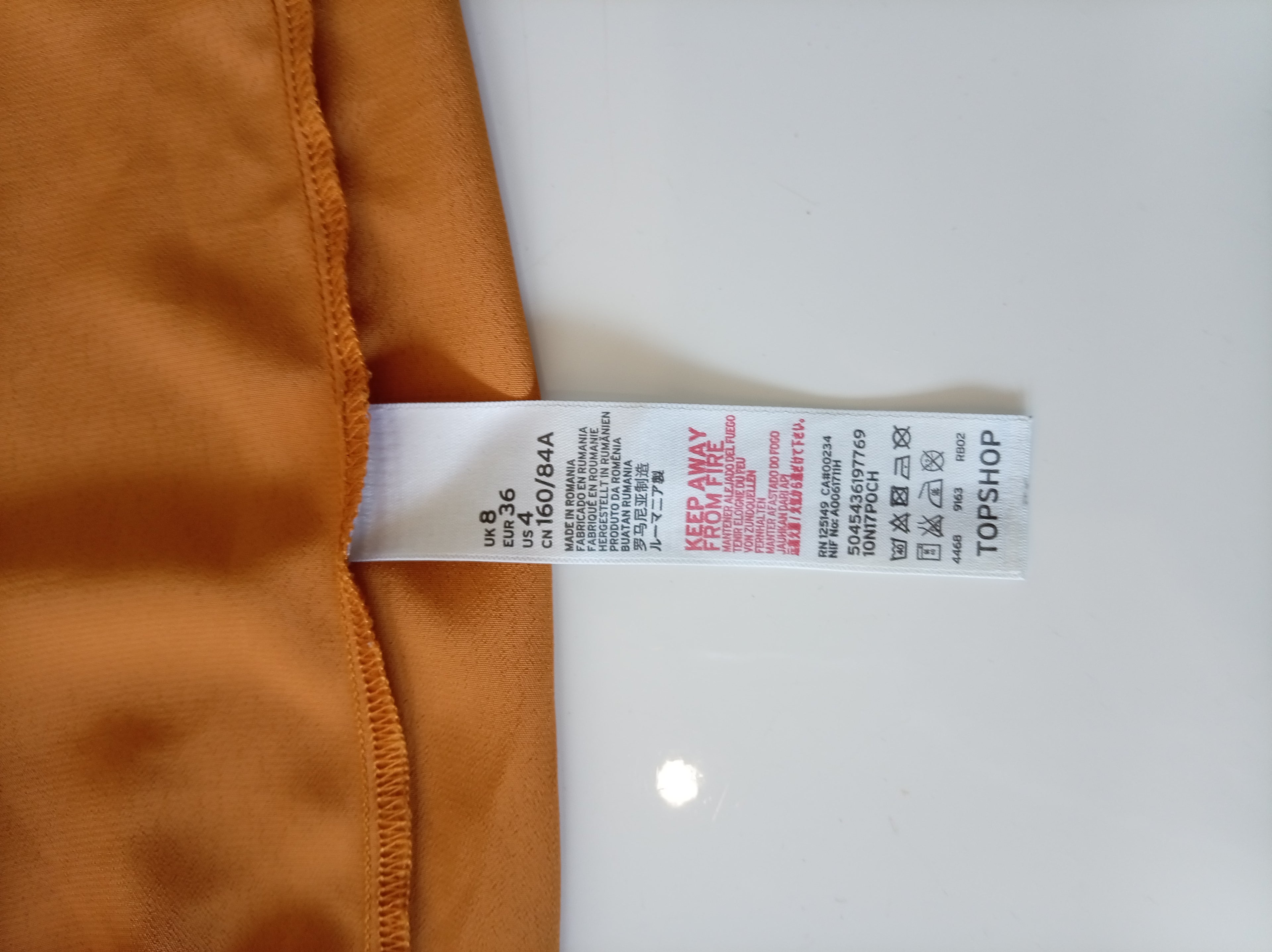 Topshop Rust Orange Tie Front Mini Dress – UK 8