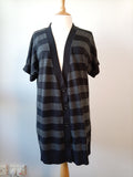 Black & Grey Striped Longline Knit Cardigan – UK 20