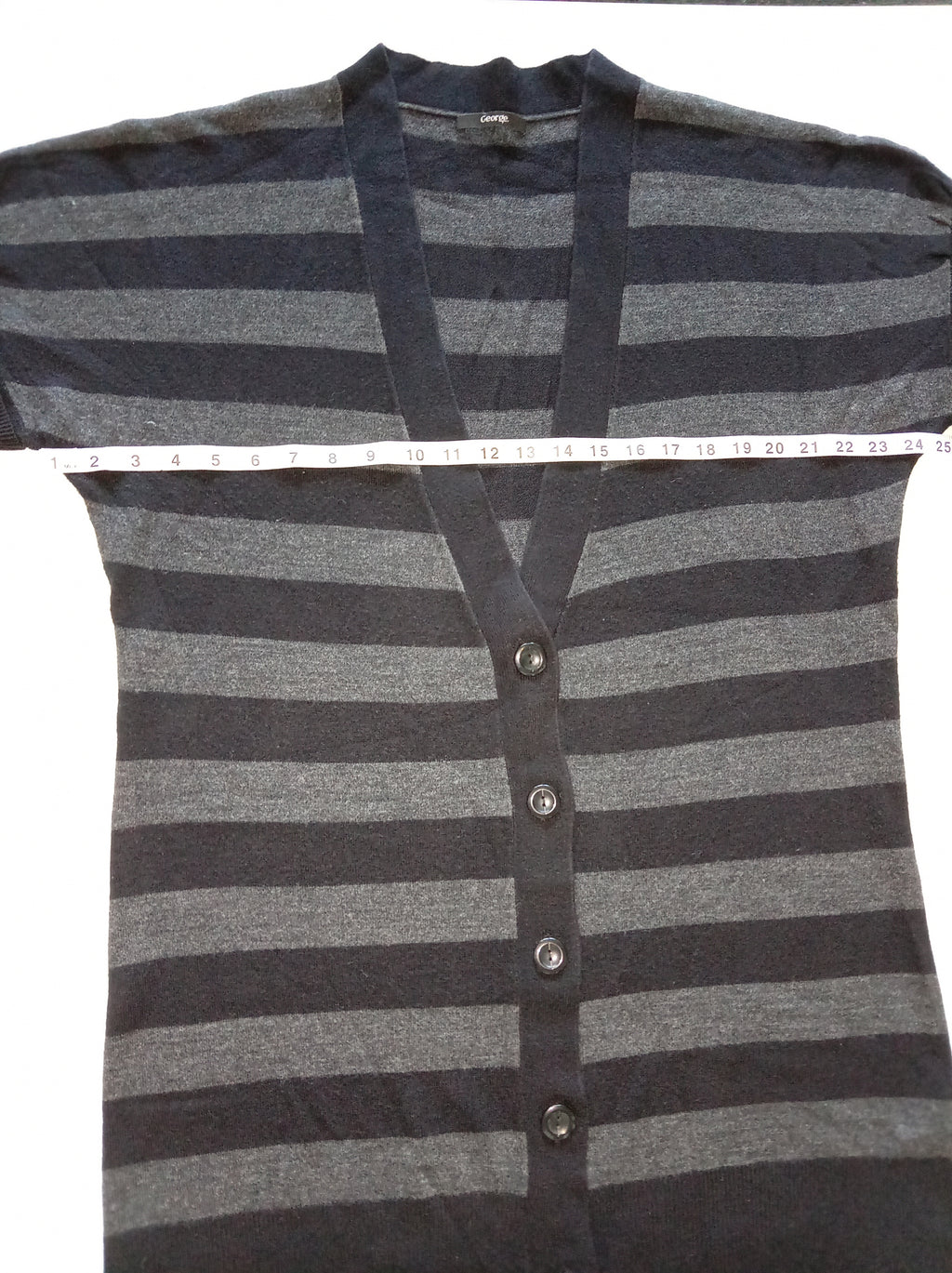 Black & Grey Striped Longline Knit Cardigan – UK 20