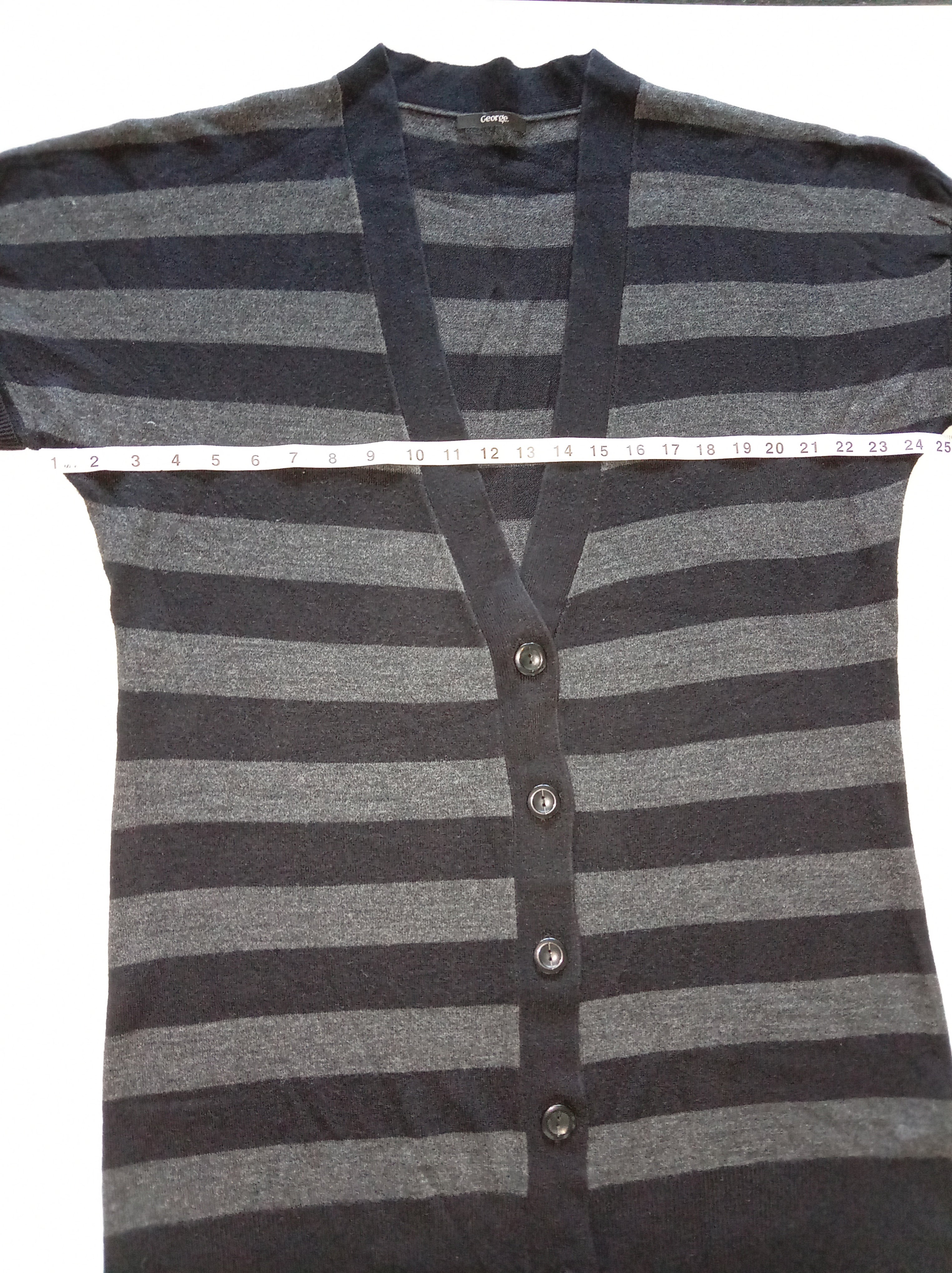 Black & Grey Striped Longline Knit Cardigan – UK 20