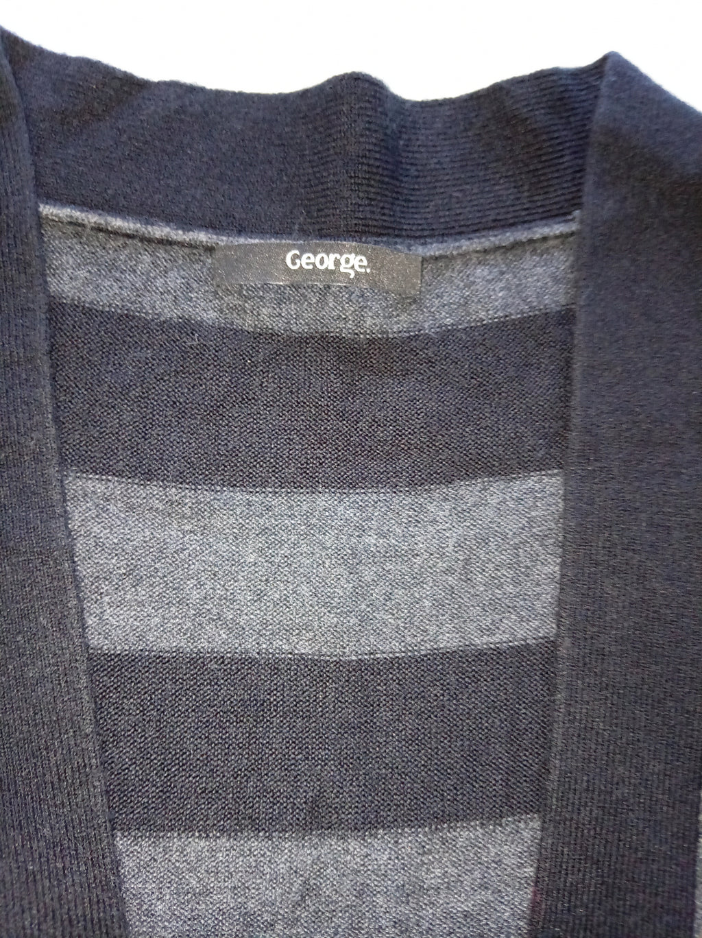 Black & Grey Striped Longline Knit Cardigan – UK 20