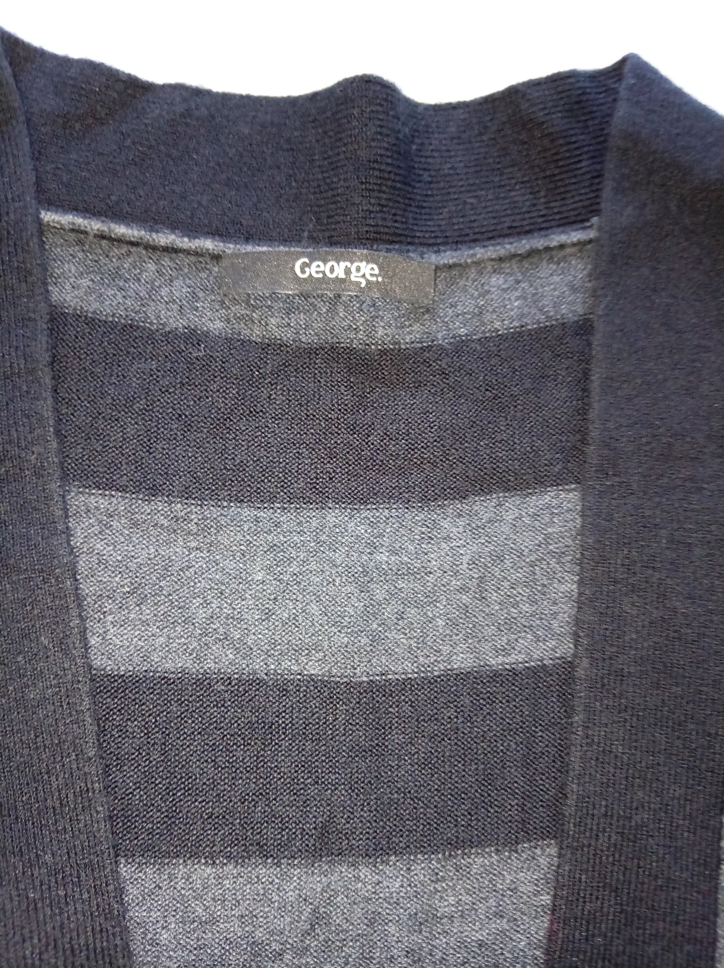 Black & Grey Striped Longline Knit Cardigan – UK 20