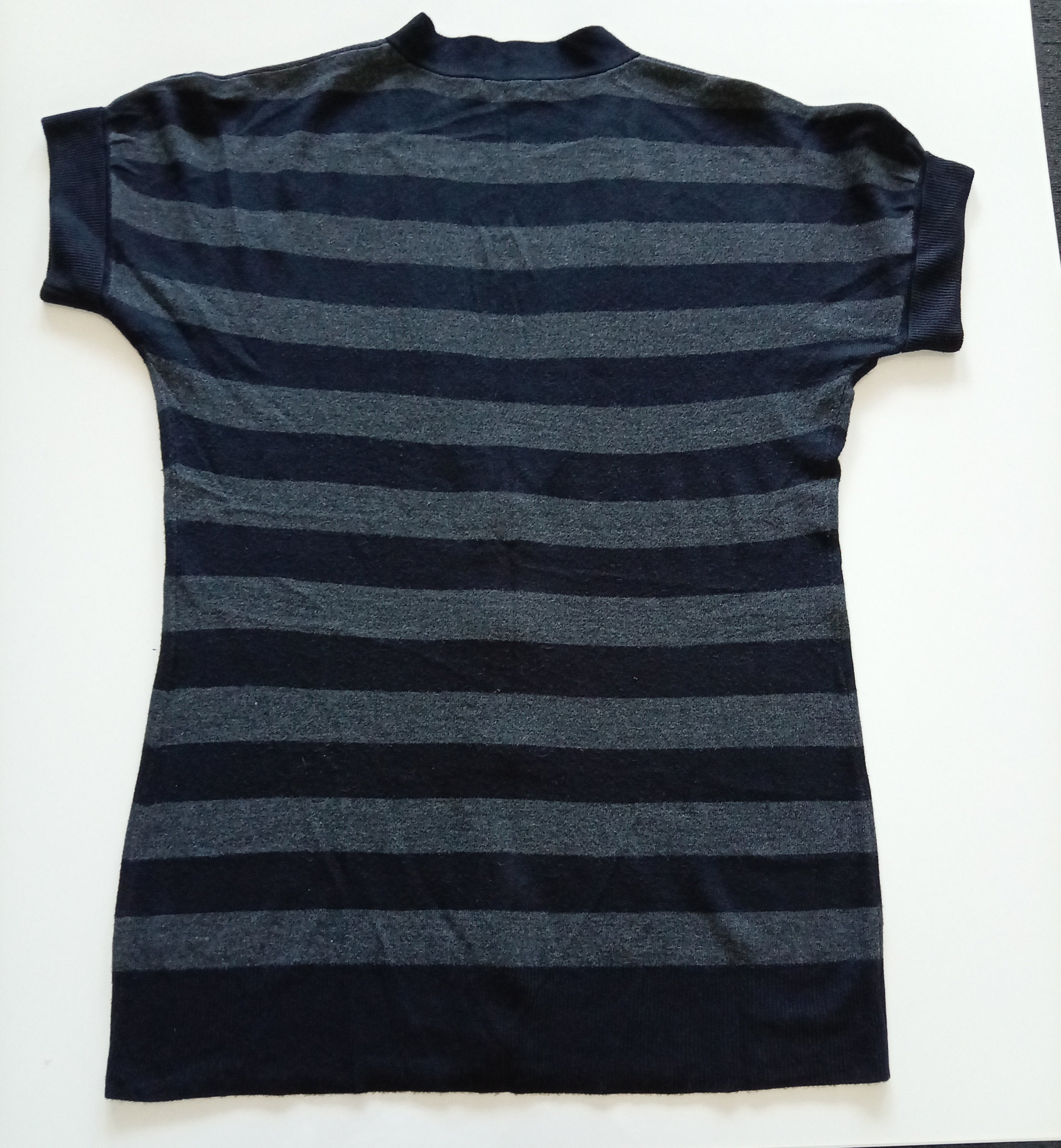 Black & Grey Striped Longline Knit Cardigan – UK 20