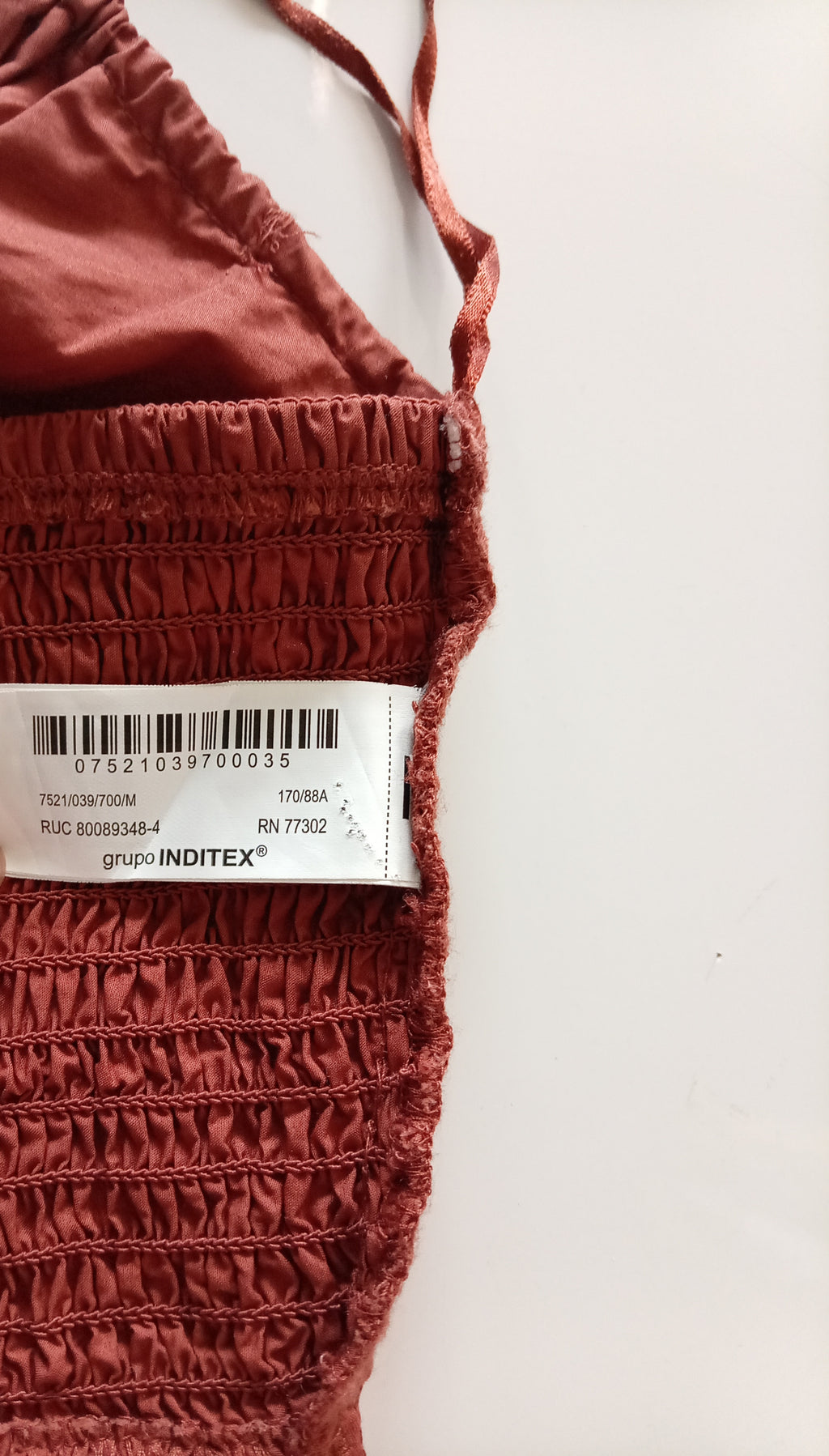 Zara Ruched Beaded Halter Crop Top – Rust – Size M