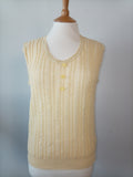 Vintage Variations Cream Textured Knit Sleeveless Tank Top Vest Pearl Button Detail UK 12