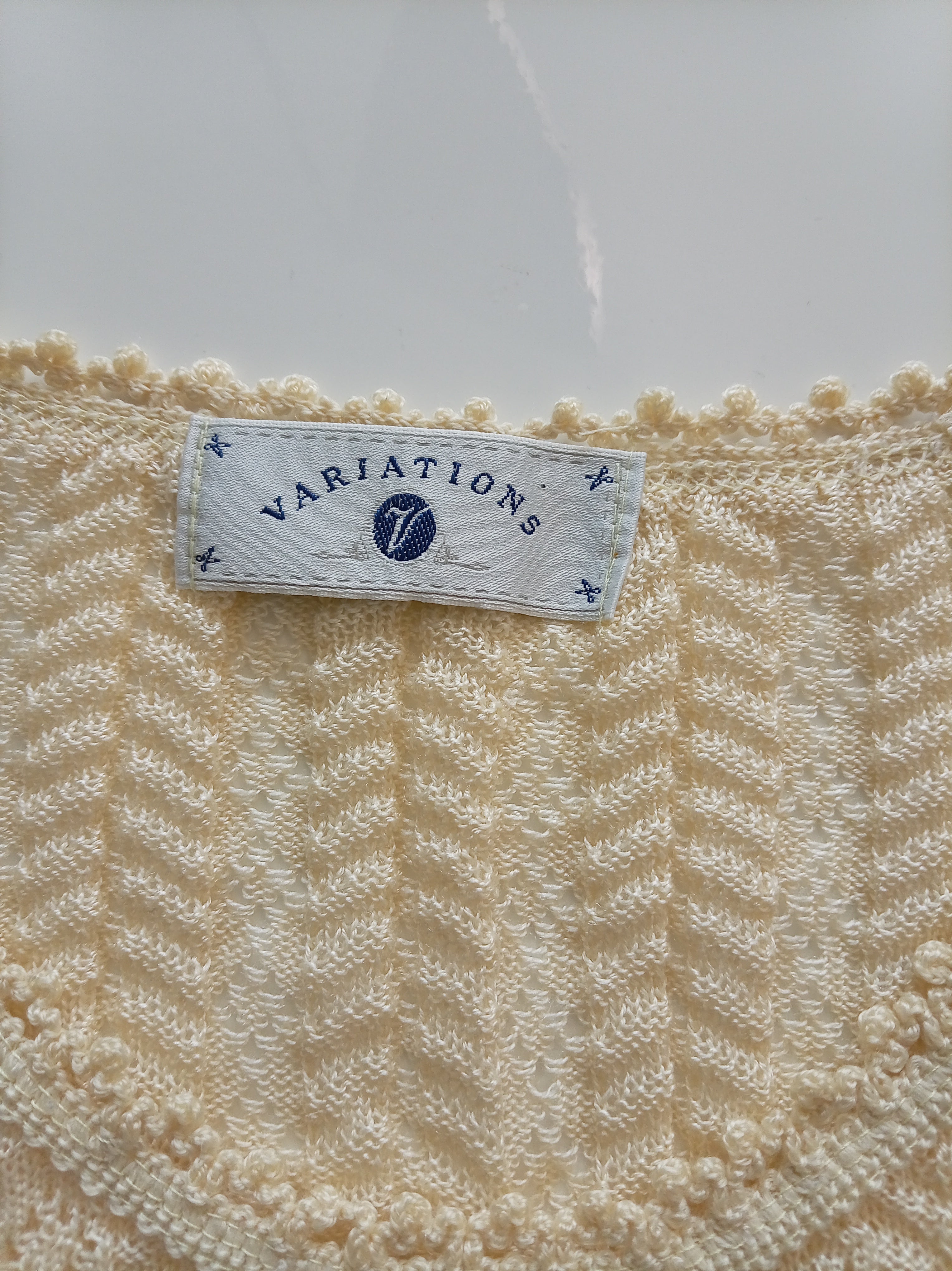Vintage Variations Cream Textured Knit Sleeveless Tank Top Vest Pearl Button Detail UK 12