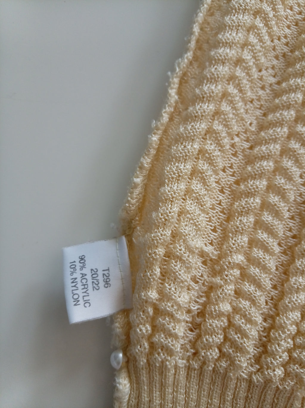 Vintage Variations Cream Textured Knit Sleeveless Tank Top Vest Pearl Button Detail UK 12