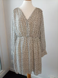 H&M White Black Polka Dot Long Sleeve Smock Mini Dress XL